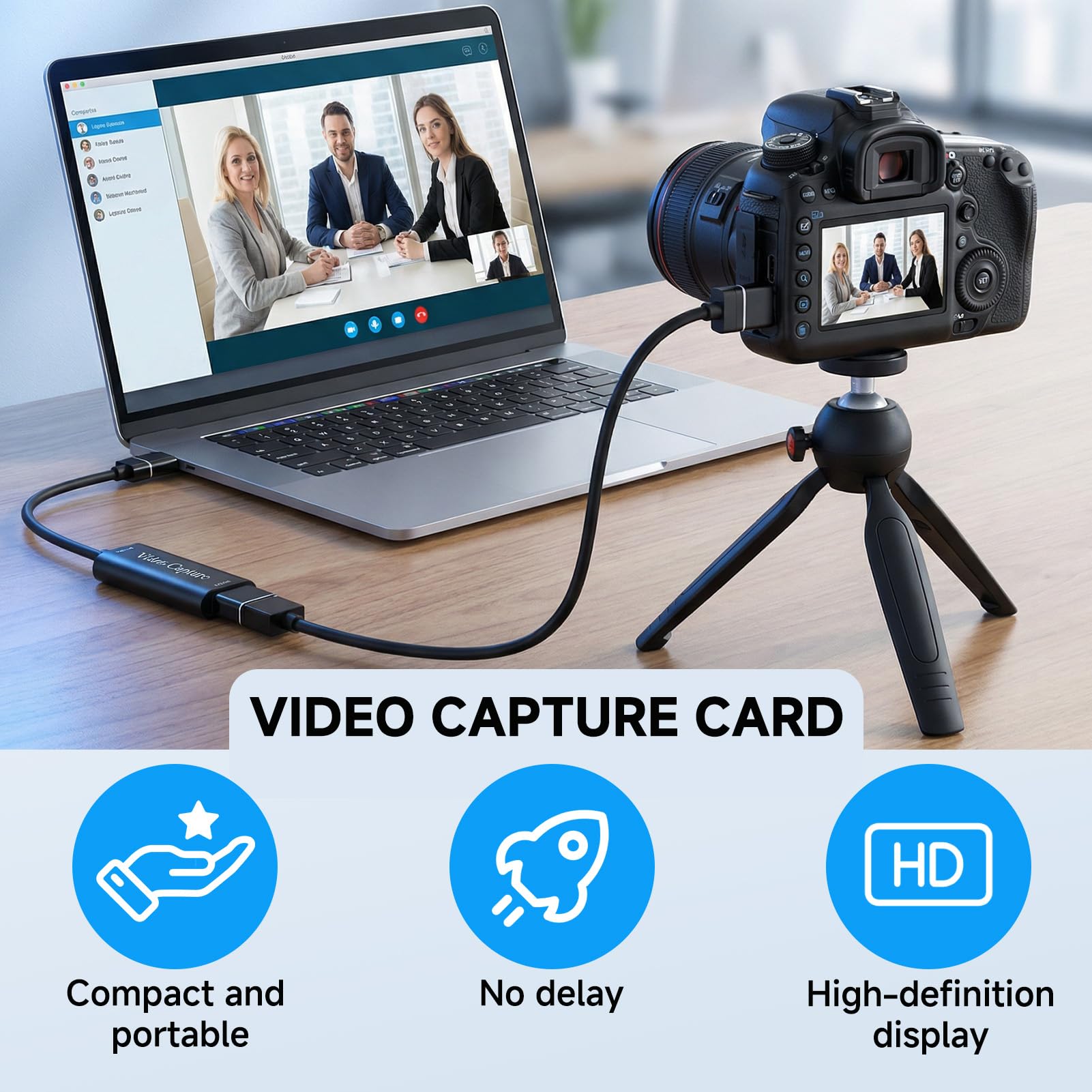 Capturadora de Video HDMI a USB, Tarjeta de Captura 4K 1080P, Capture Card para Juegos/Transmisión/Enseñanza en Línea, Compatible con PC Switch PS5 Xbox OBS Youtube MacBook iPad Cámara Laptop
