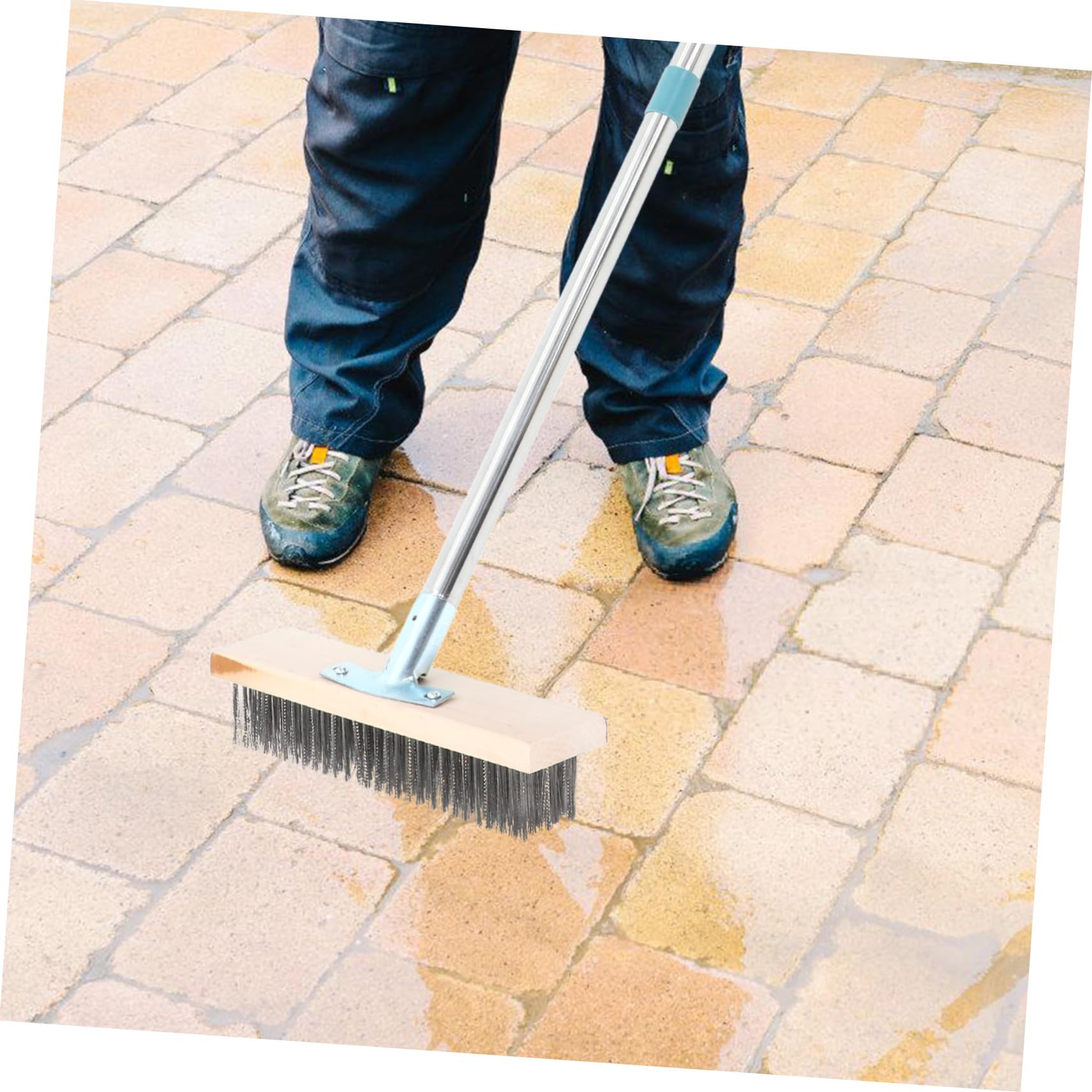 LIFKOME Herramienta de Limpieza con Cepillo para Pisos de Jardín Cepillo de Cerdas Rígidas de Acero Inoxidable para Superficies Rugosas para Limpiar Piedras y Exteriores