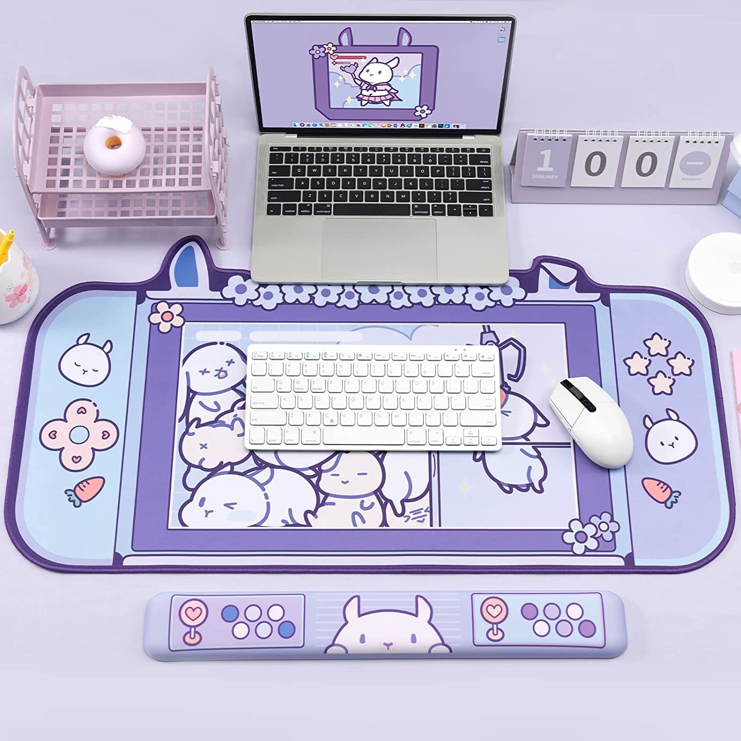 GeekShare Ergonomische muismat met polsondersteuning antislip basis muismat voor bureau kleine gaming muismat voor laptop, computer, thuis en op kantoor - Star Wings Series