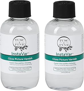 Tusc & Pine InstaVar™ Gloss Picture Varnish - Archival Quality Varnish for Oil, Alkyd, and Acrylic Artists - 3.4oz Bottle - 2 Pack
