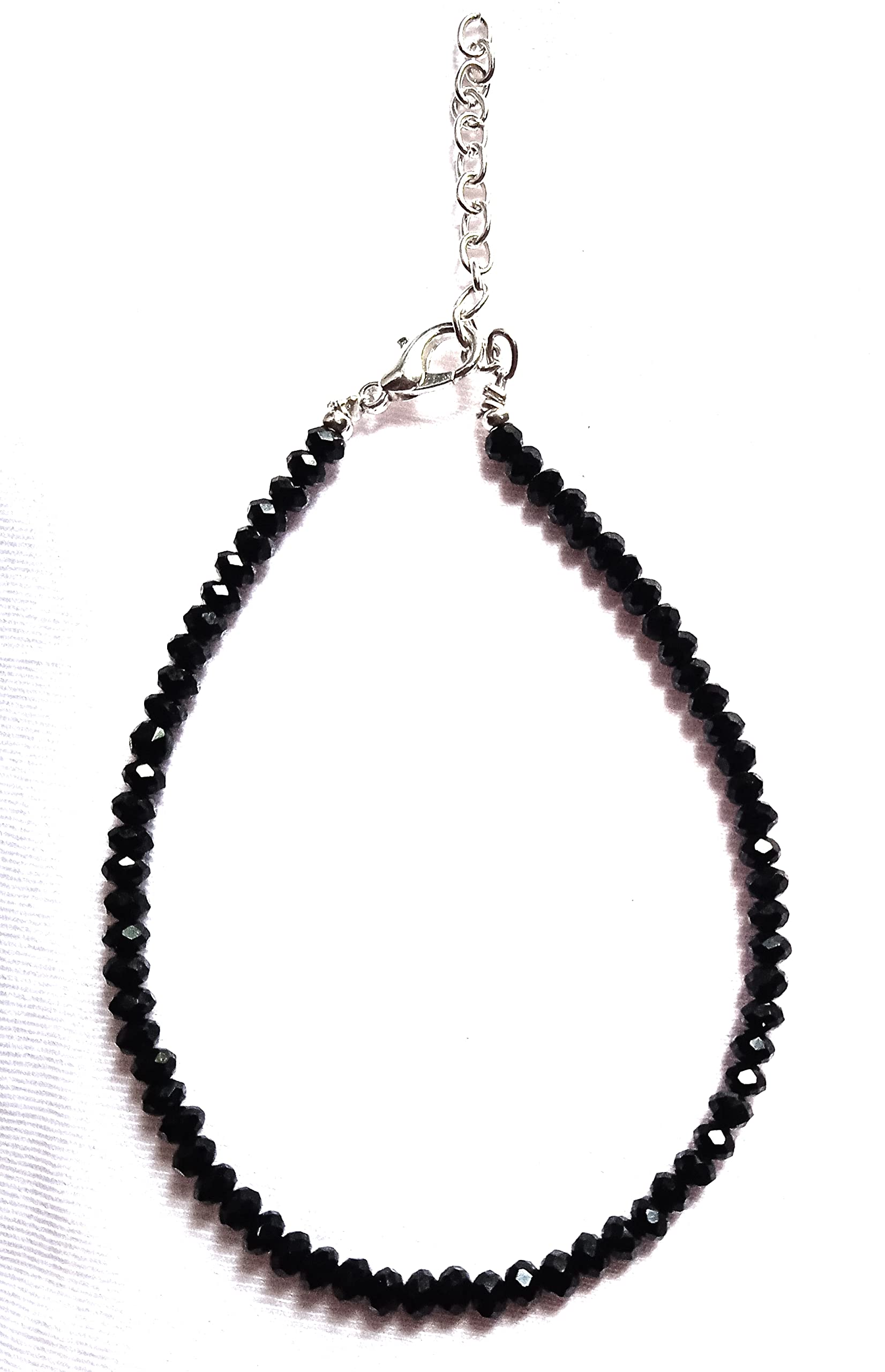 Jyokrish Handmade German Metal silver Glossy Simple Black beads chain anklet For Women or girls | Nazariya |Payal | single leg |free size | Lucky Charms-image-13