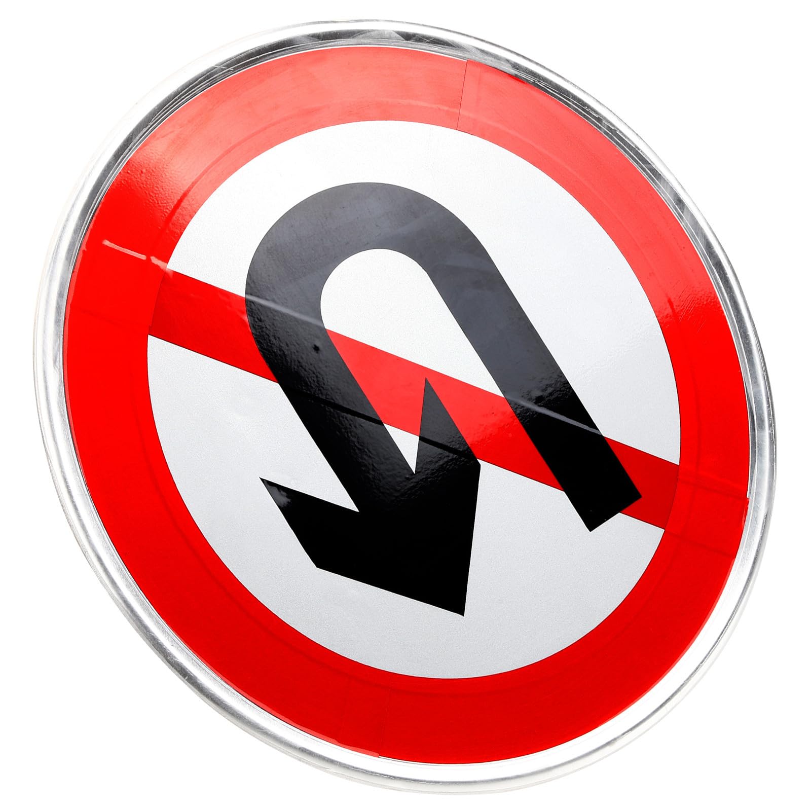 CALLARON Cartello Metalllico No Turn Around Riflettente per Controllo Traffico e Segnaletica Vialetto
