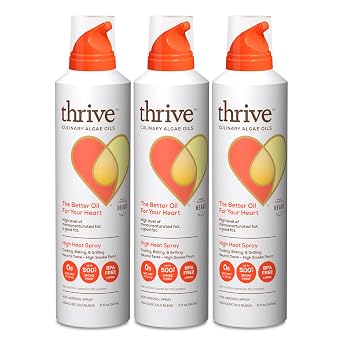 Thrive Cooking Spray Everyday Algae Oil Culinary Blend High Heat Spray, Heart and Health-Conscious, Rich in Omega-9 Monounsaturated Fat 85%, Low Omega-6, Blended with UltraSun, 5 fl oz, 3 Pack