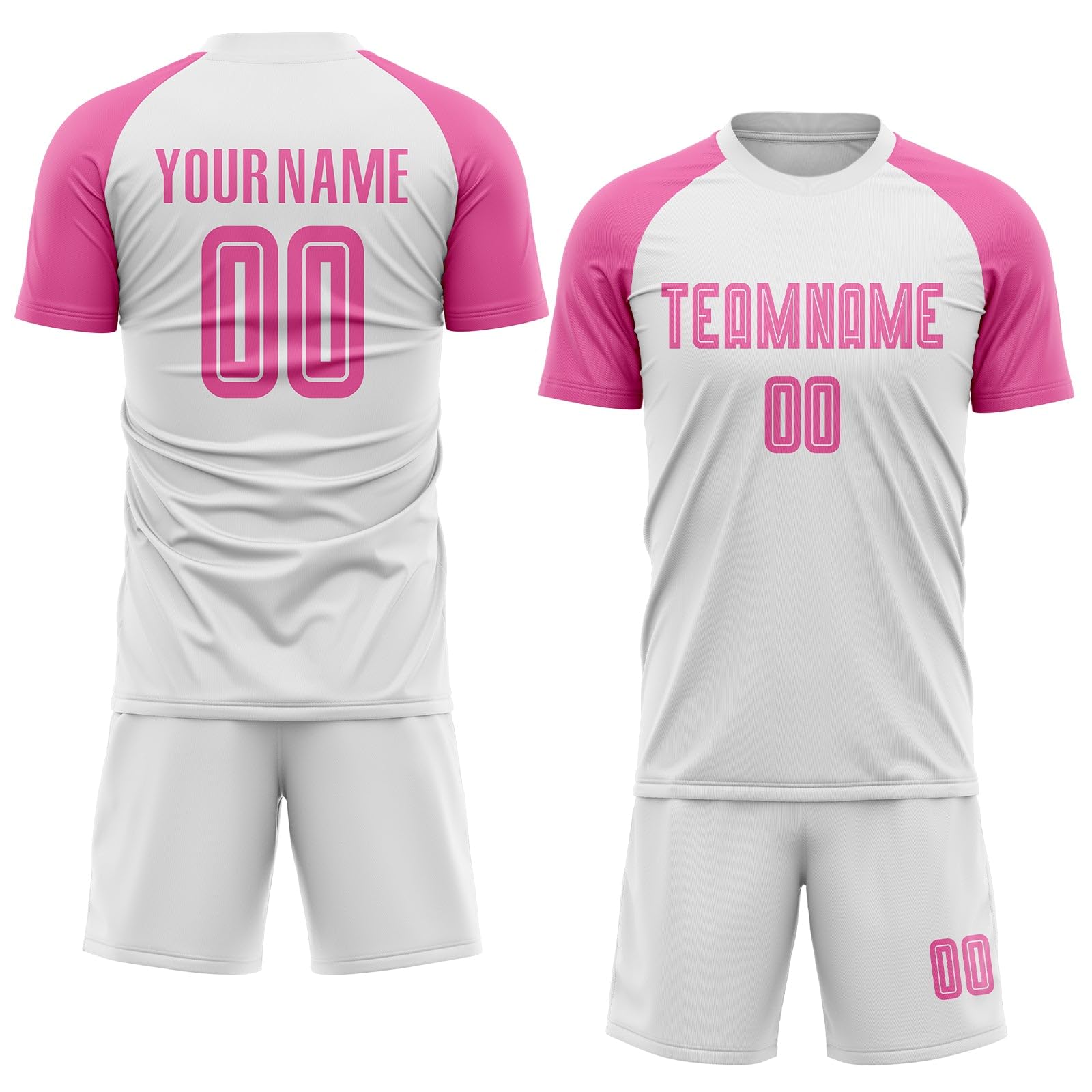 Generic Custom Soccer Jerseys for Men Women Youth Kids, White Pink Personalized Soccer Jersey Printed Name Number Logo Mens Clothing