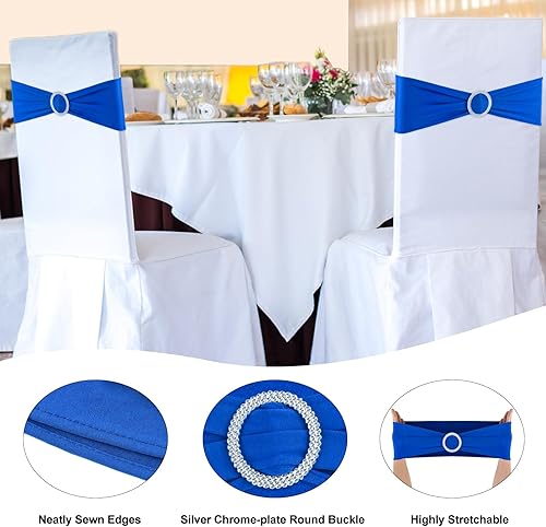 Miniatura 10 de Bandas negras para silla, paquete de 25 bandas elásticas de elastano con hebillas para sillas plegables, bodas, fiestas, recepciones, baby shower,