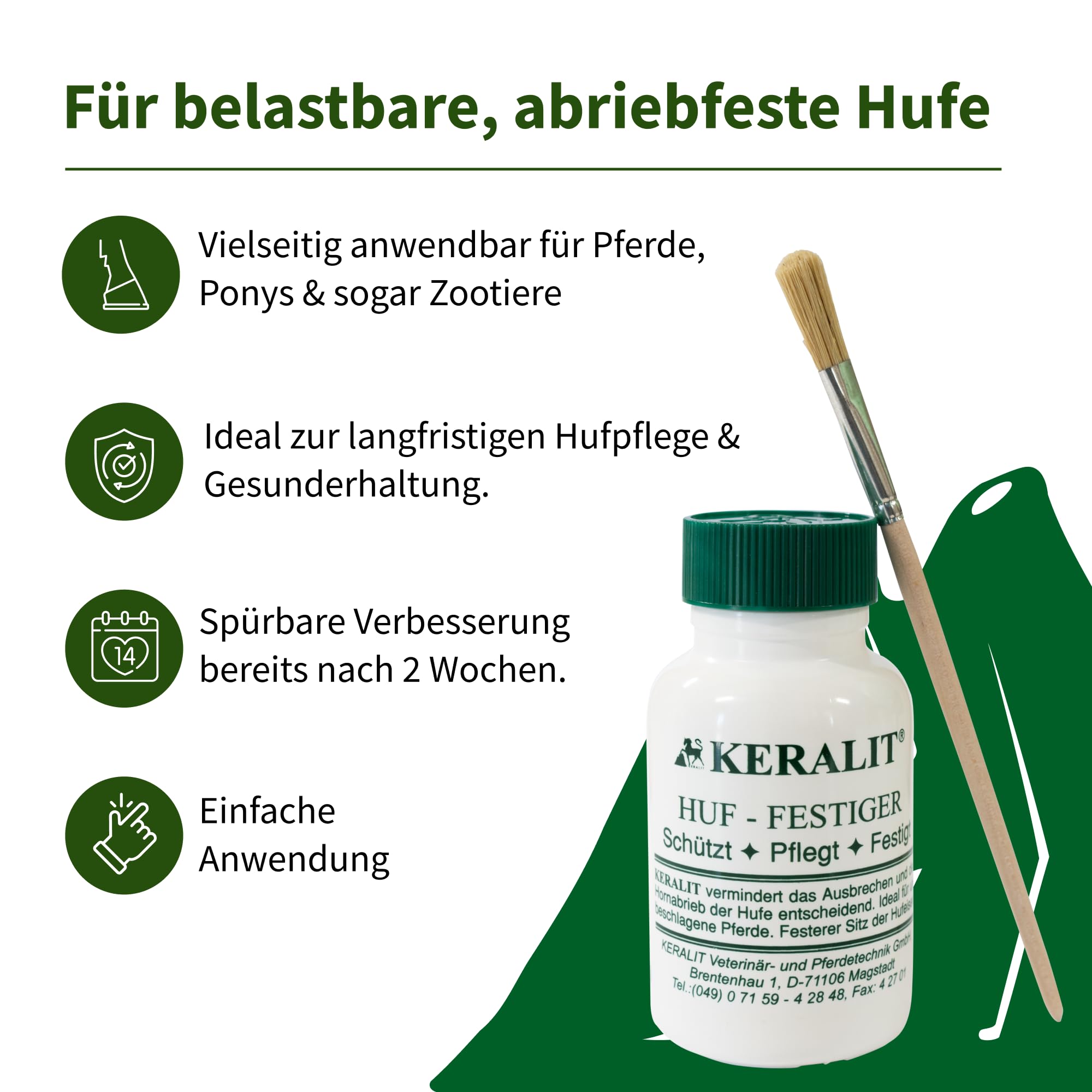 Keralit Huf-Festiger für Pferde – Hufpflege bei White Line Disease, lockeren Eisen & Hornabrieb – 250 ml