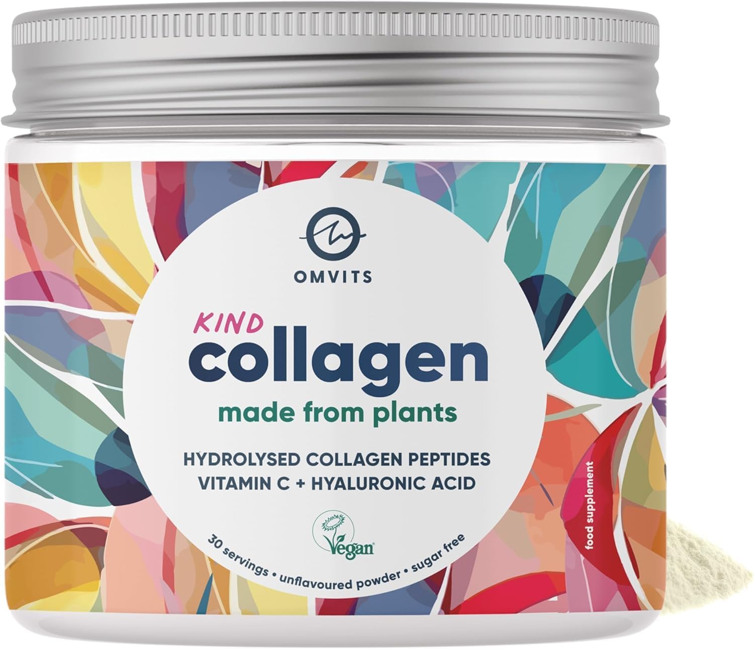 Vegan Collagen Powder with Hyaluronic Acid & Vitamin C – Kind Collagen Supplements for Women & Men – 5X Higher Absorption – Unflavoured Powder – Hydrolysed Peptides for Glowing Skin Hair & Nails – 75g