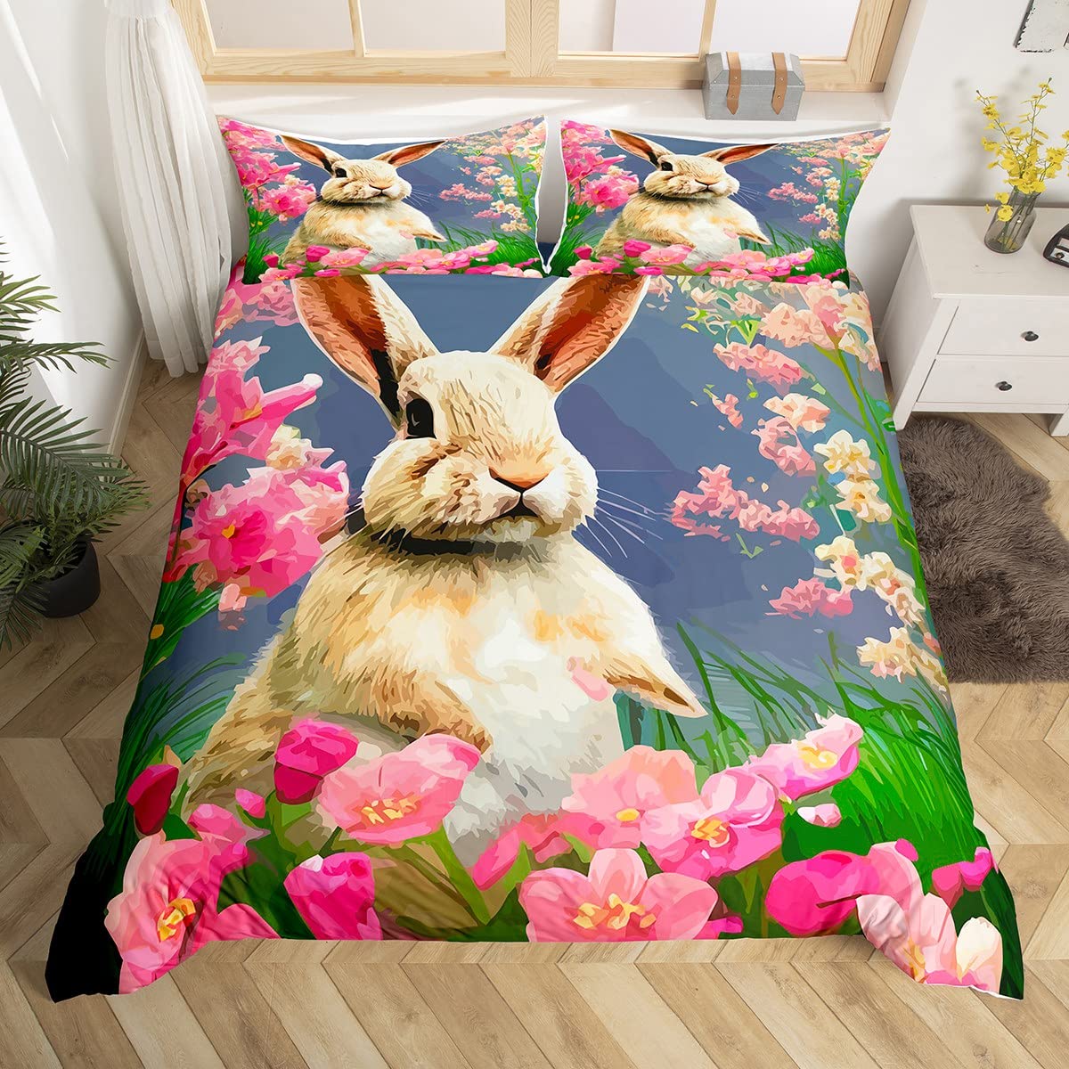 Funda de edredón de animales para renovar un dormitorio aburrido con flores