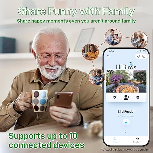 Miniatura 7 de Centvicam Comedero inteligente para pájaros con cámara, alimentadores exteriores de video HD 2K con panel alimentado por energía solar,