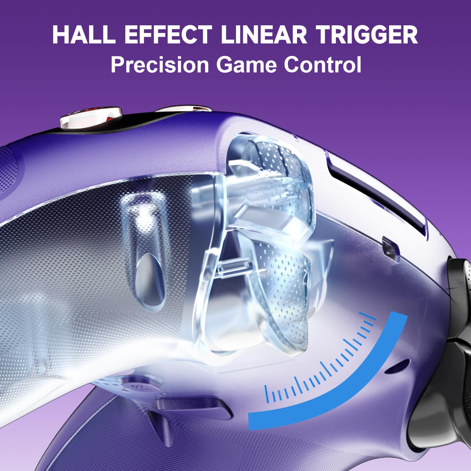Controller wireless per PS5/PlayStation 5 e PC - Viola, gamepad Bluetooth con Turbo, sensore di movimento a 6 assi, pulsanti programmabili, illuminazione RGB, jack audio da 3,5 mm