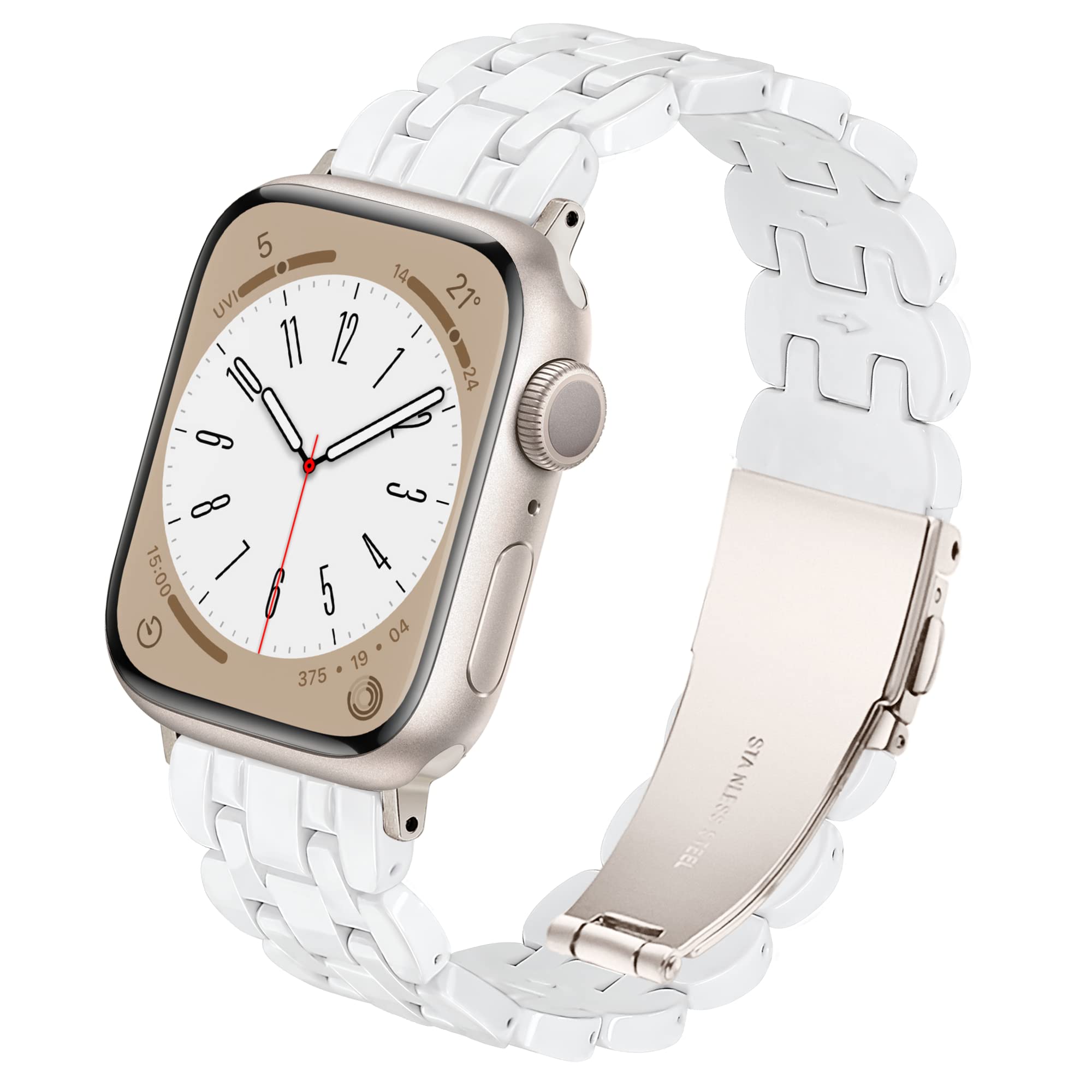 Lightweight Resin Band For Apple Watch Series 12 11 10 9 8 7 6 5 4 3 2 1 SE 3 2 Ultra 4 3 2, Fashion Adjustable Replacement Strap for iWatch Bands 38mm 40mm 41mm 42mm 44mm 45mm 46mm 49mm for Women Men
