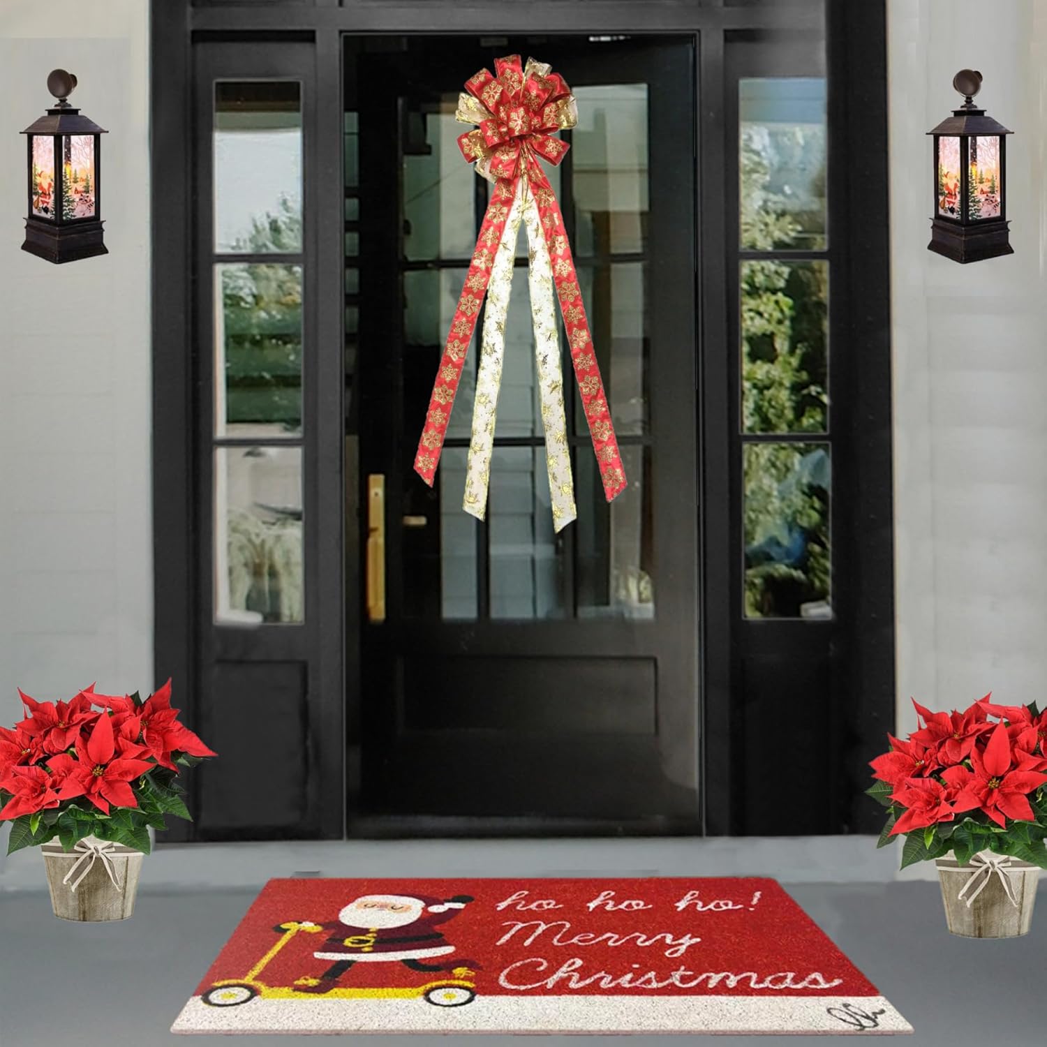 Decorations Christmas Tree Topper, Large Glittered Snow Flakes Decor Bow with Glitter Satin Streamer Christmas Ornament for Your Christmas Indoor Party Holiday Decoration & Gift, 48x13.8 Inch - Image 9