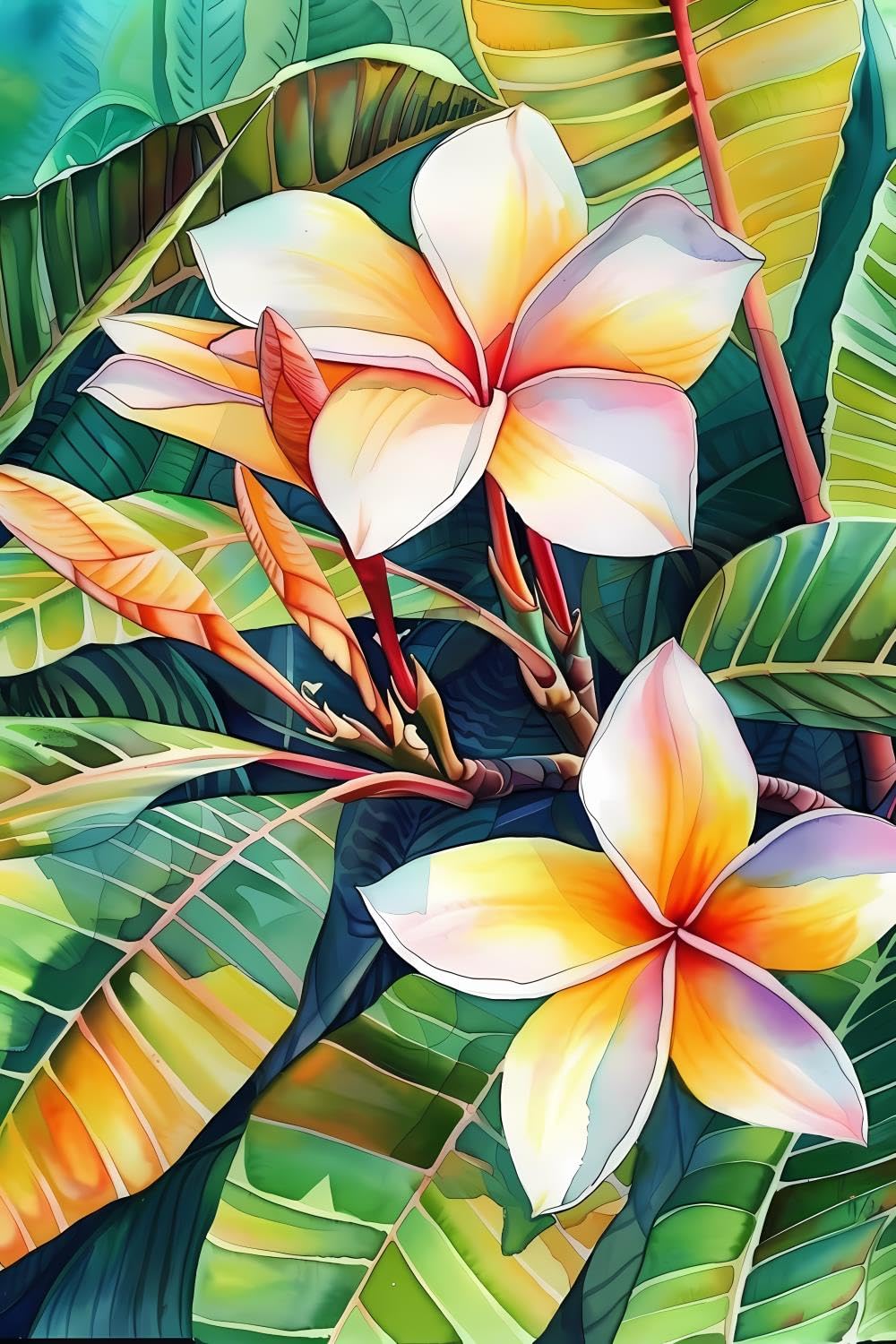 Amazon.com: GUAIEUW DIY Watercolor Plumeria Flowers Diamond