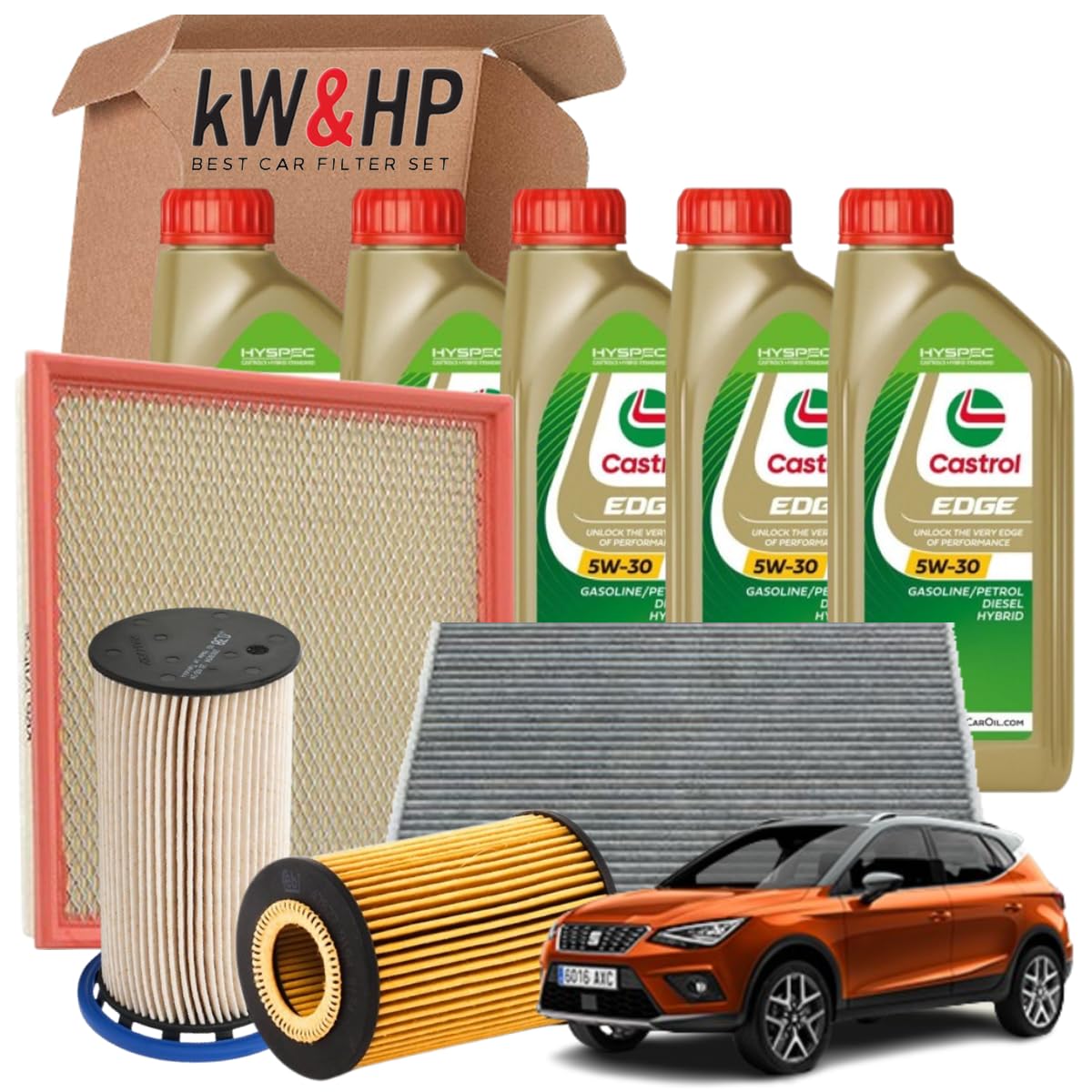 KIT TAGLIANDO COMPLETO 4 FILTRI + 5LT LITRI OLIO MOTORE LUBRIFICANTE 5W30 PER ARONA 1.6
