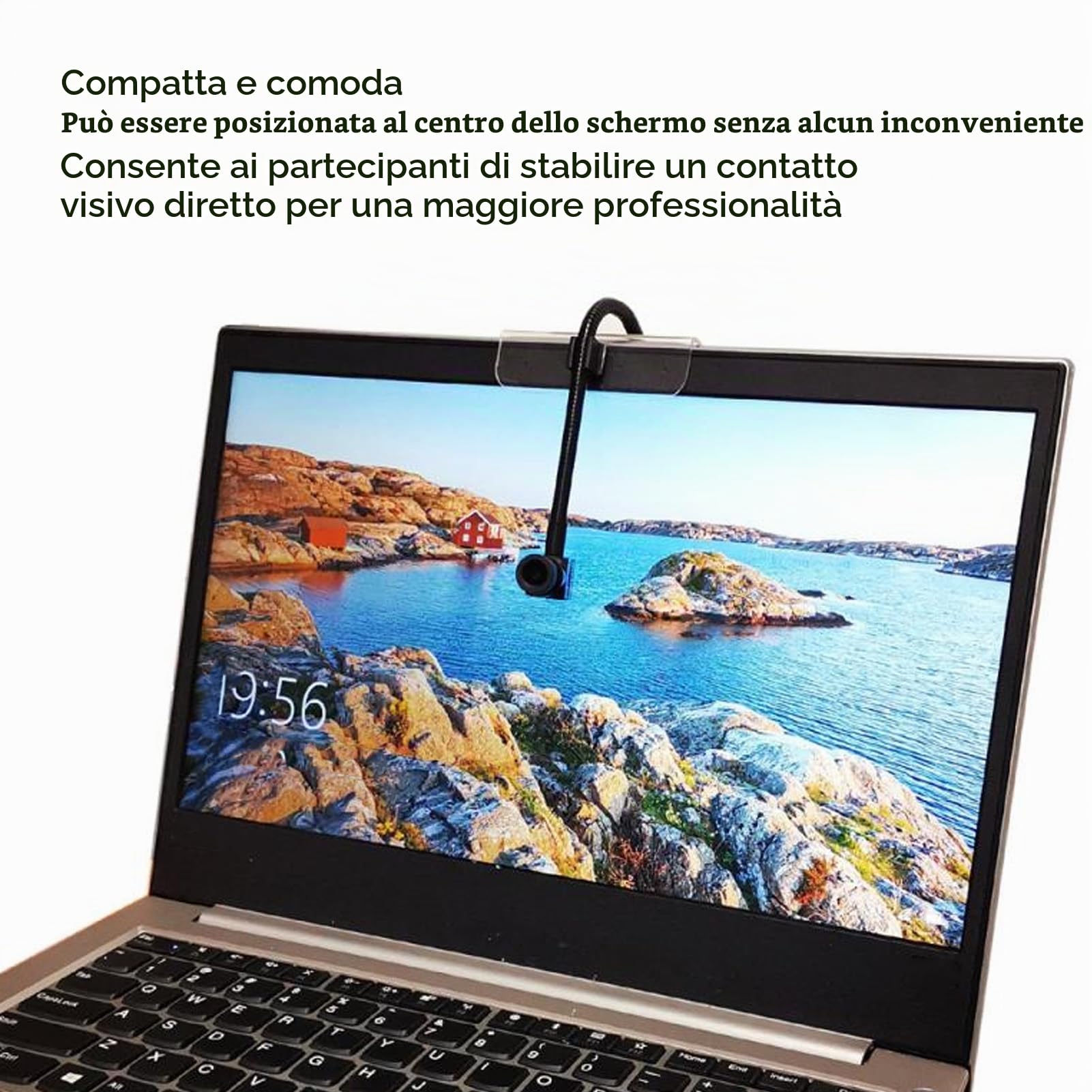 PUSOKEI Center Cam Webcam con Schermo Centrale, Web Cam USB Plug & Play da 2 MP, Messa a Fuoco Automatica Eye to Cam, con Microfono Integrato, per Laptop e Desktop per Videoconferenze