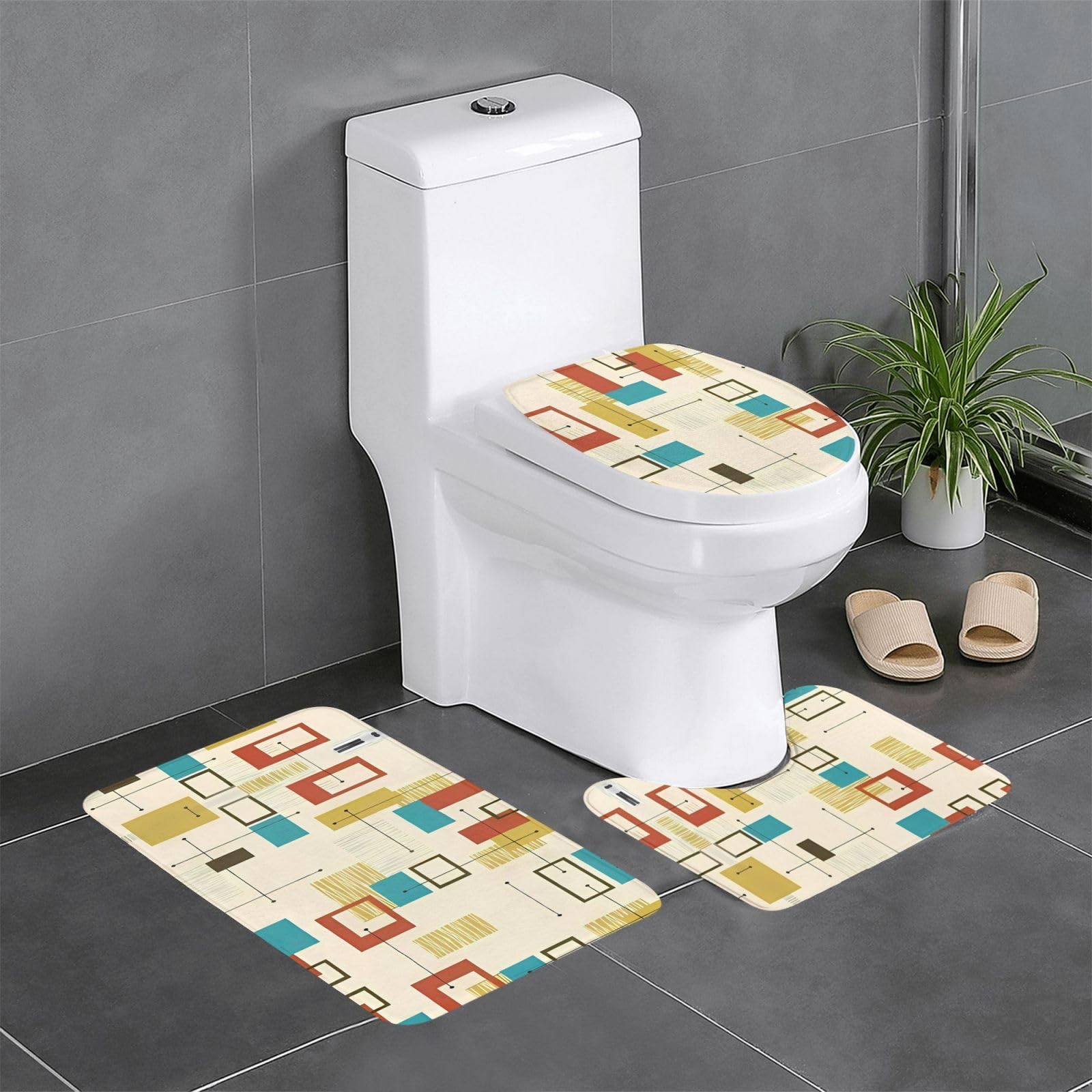 Alfombras de baño de alta gama Mid Century Modern set de 3 piezas suaves