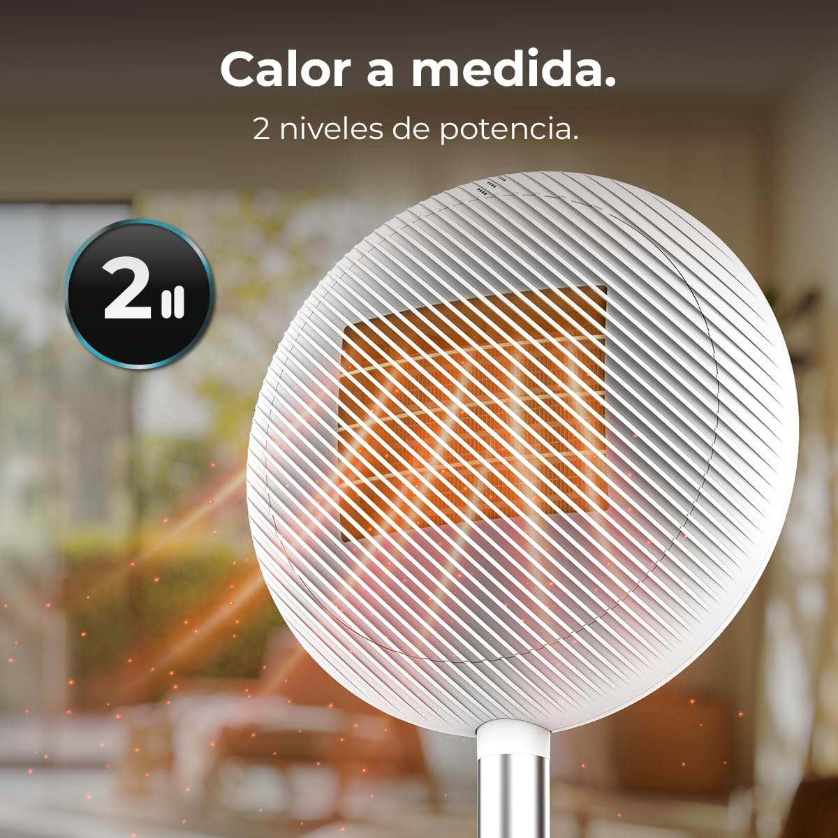 Cecotec Calefactor Cerámico de Pie con Mando a Distancia ReadyWarm 2100 Sun. 2000W, 2 Potencias, Bajo Consumo, Pantalla LED, Control Táctil, Termostato Ajustable, Oscilación Automática