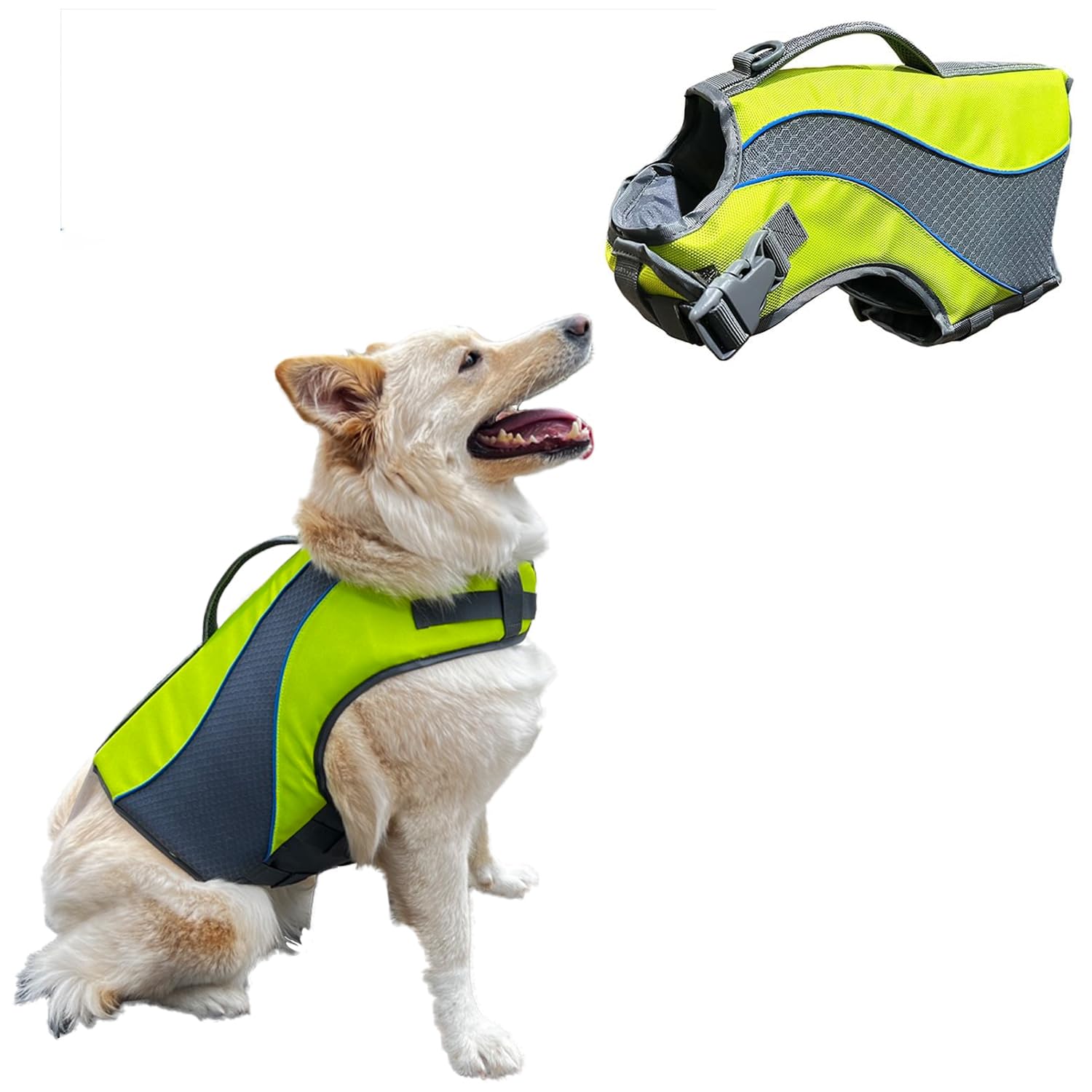 KONG HydroPro Dog Flotation Life Jacket Vest, Swimming Float Aid with Safety Handle, Adjustable Comfortable Durable Preserver High Buoyancy Coat (