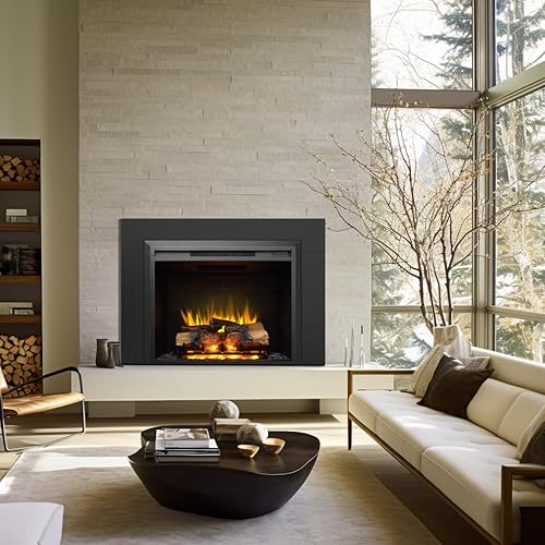 Miniatura 2 de LegendFlame Carl 28 pulgadas con kit de molduras, inserto de chimenea eléctrica, calentador de chimenea 7501500 W, sonido crepitante de fuego,