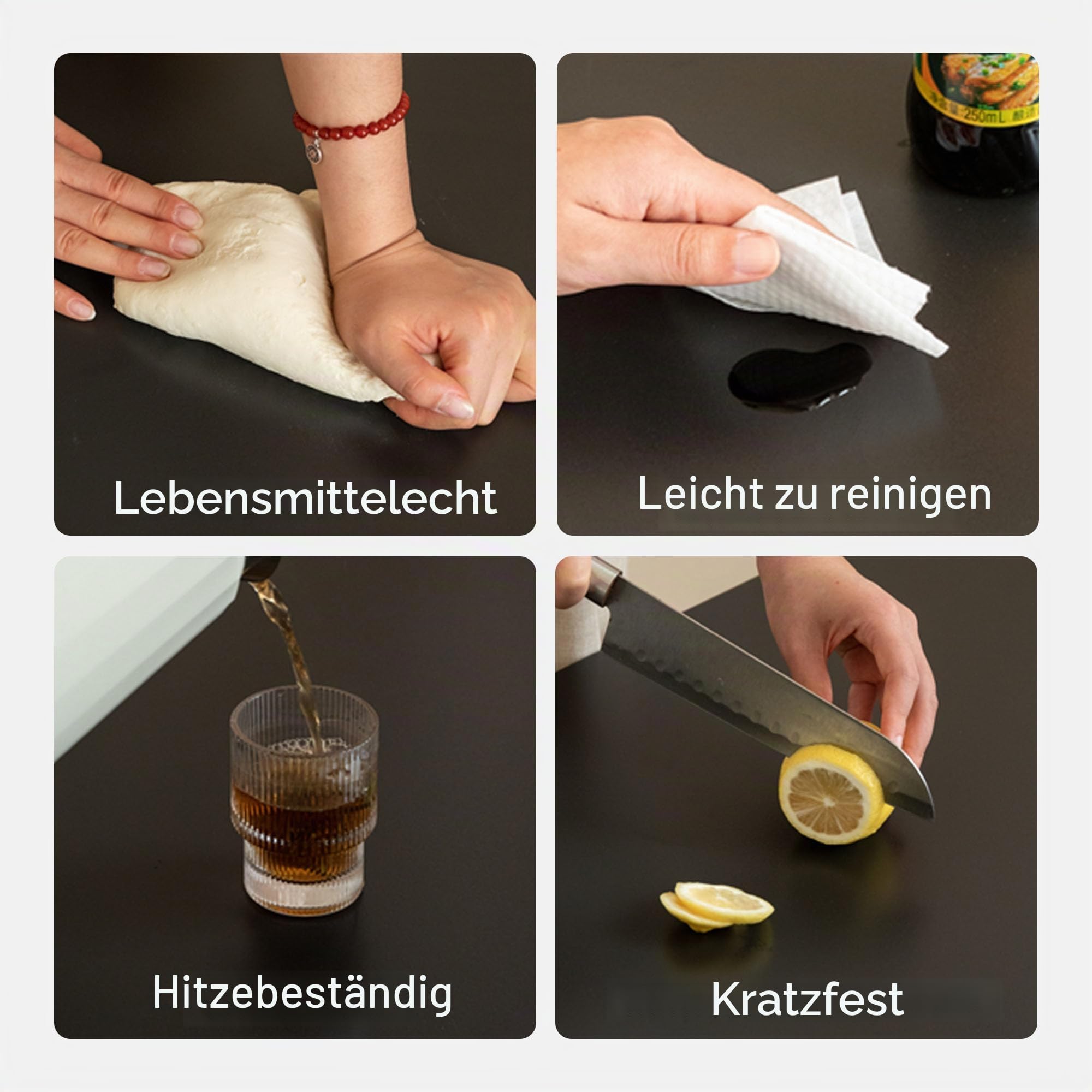 YESWOOD C-förmiger Beistelltisch 45 cm, Keramik Sinterstein Tischplatte, Massivholz Sofatisch aus Tulpenbaum, Couch Beistelltisch für Laptop, Schwarz | Platte aus Sinterstein, hitzebeständig und kratzfest, modernes Design, Beistelltisch für Wohnzimmer