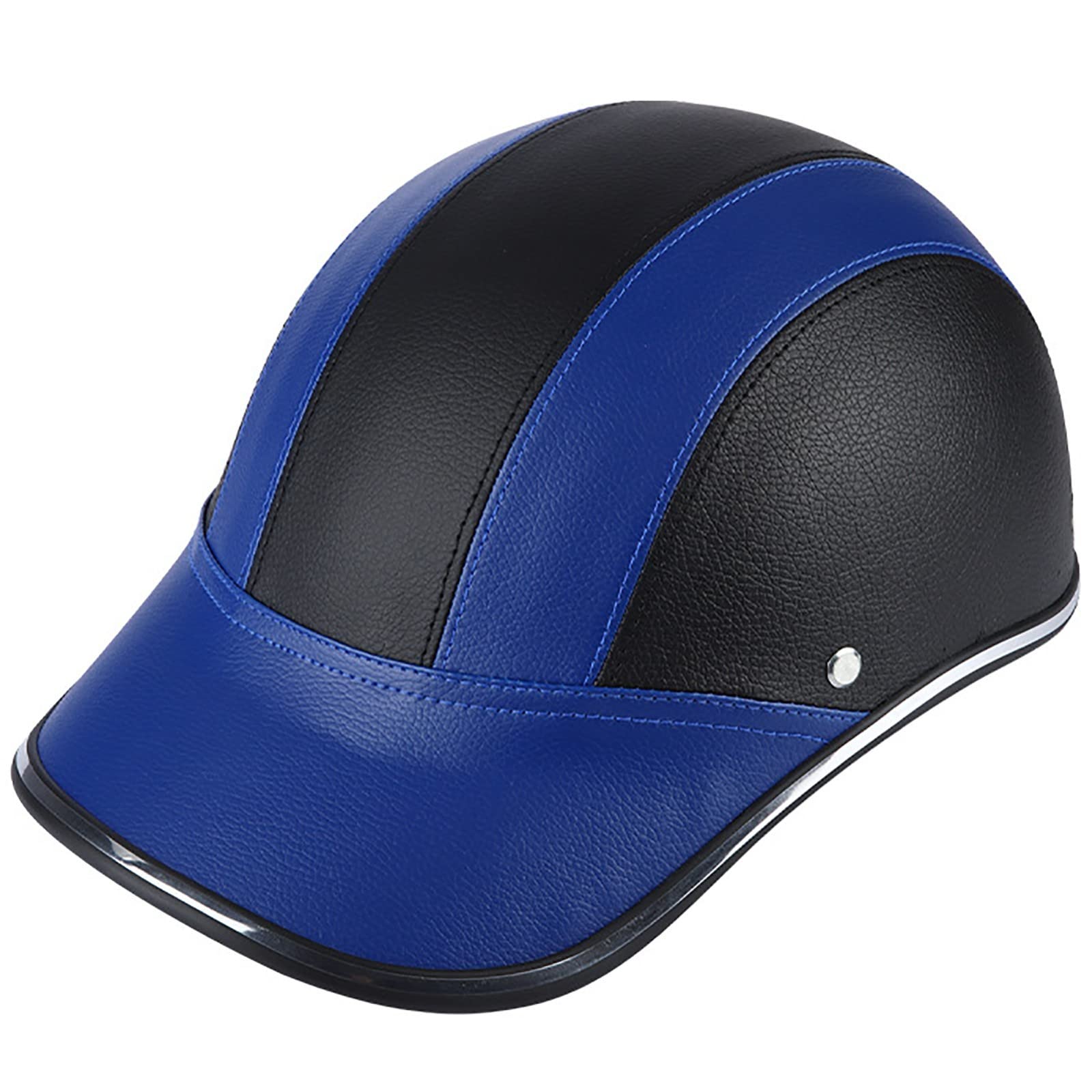 Gorra Béisbol Estilo Motocicleta Casco Bicicleta Visera Anti-UV, Casco Cara Semiabierta con Correa Ajustable, Casco Seguridad Protección Cabeza Retro C
