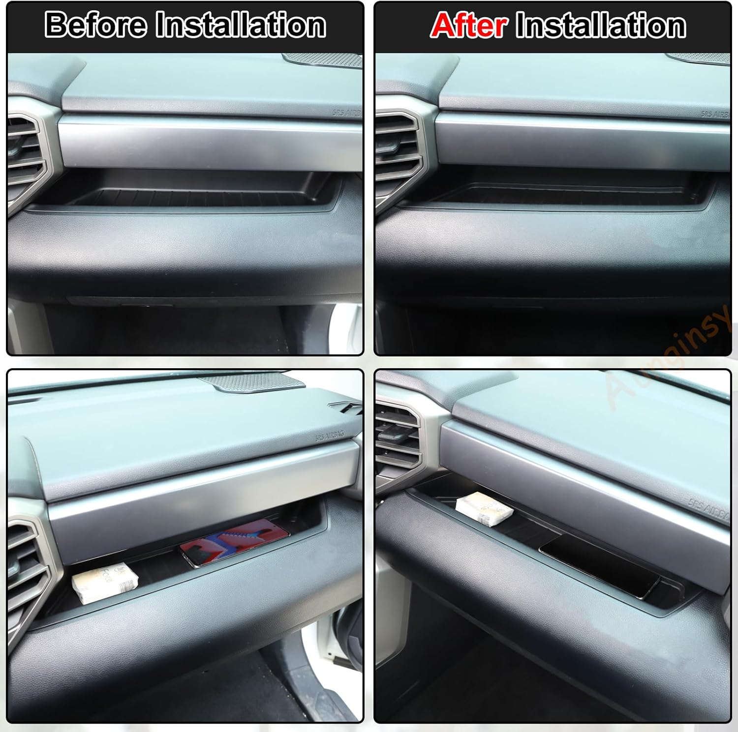 Aunginsy Co-Pilot Dashboard Organizer Tray Compatible with Toyota Tundra 2022-2026, Car Center Console Dashboard Table Tray Passenger Side Glove Storage Box Slot Pad Anti-Slid Soft TPE Accessories