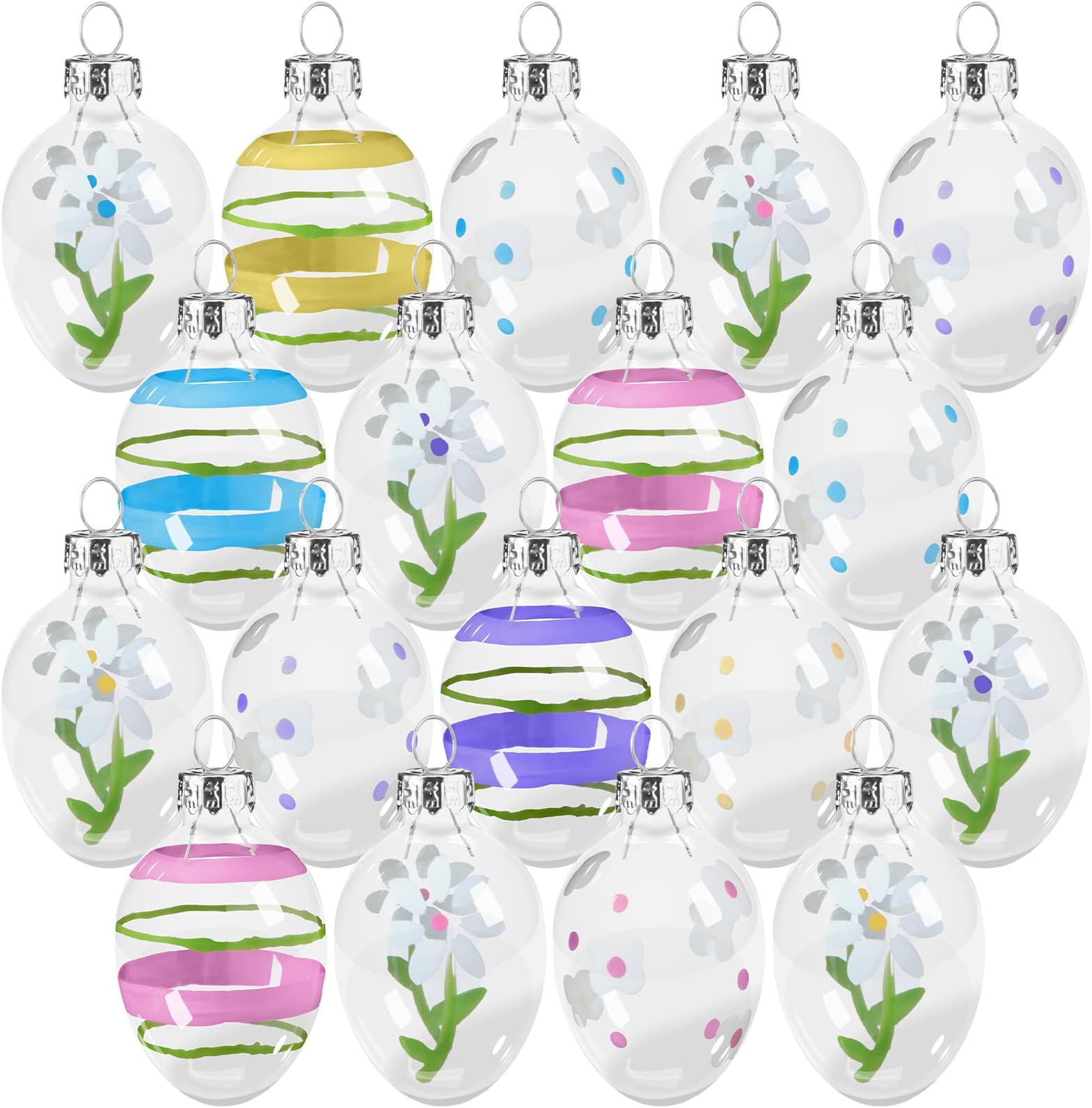 Amazon.de 18 Stück Ostereier aus Glas, zum Aufhängen, Buntglas