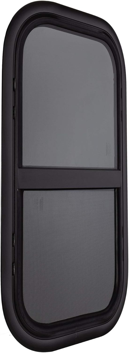 RecPro RV Window | 12" W x 24" H | Teardrop Style Vertical Slide | RV Window Replacement (1 Window, with Trim Kit) | Made in USA