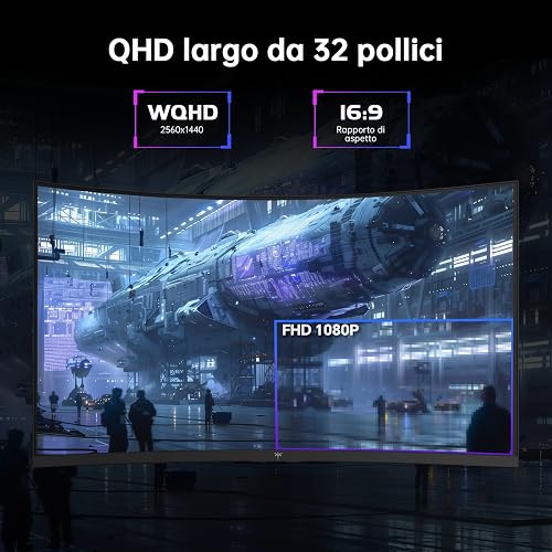 KTC Curved Gaming Monitor 32 Inch | QHD@185Hz (OC) | 1ms Response Time | HVA Panel, 1500R Curvature | 96% DCI-P3, 99% sRGB, 1.07 Billion Colors | HDR10 | VESA 100×100mm | Low Blue Light | H32S5 - 5
