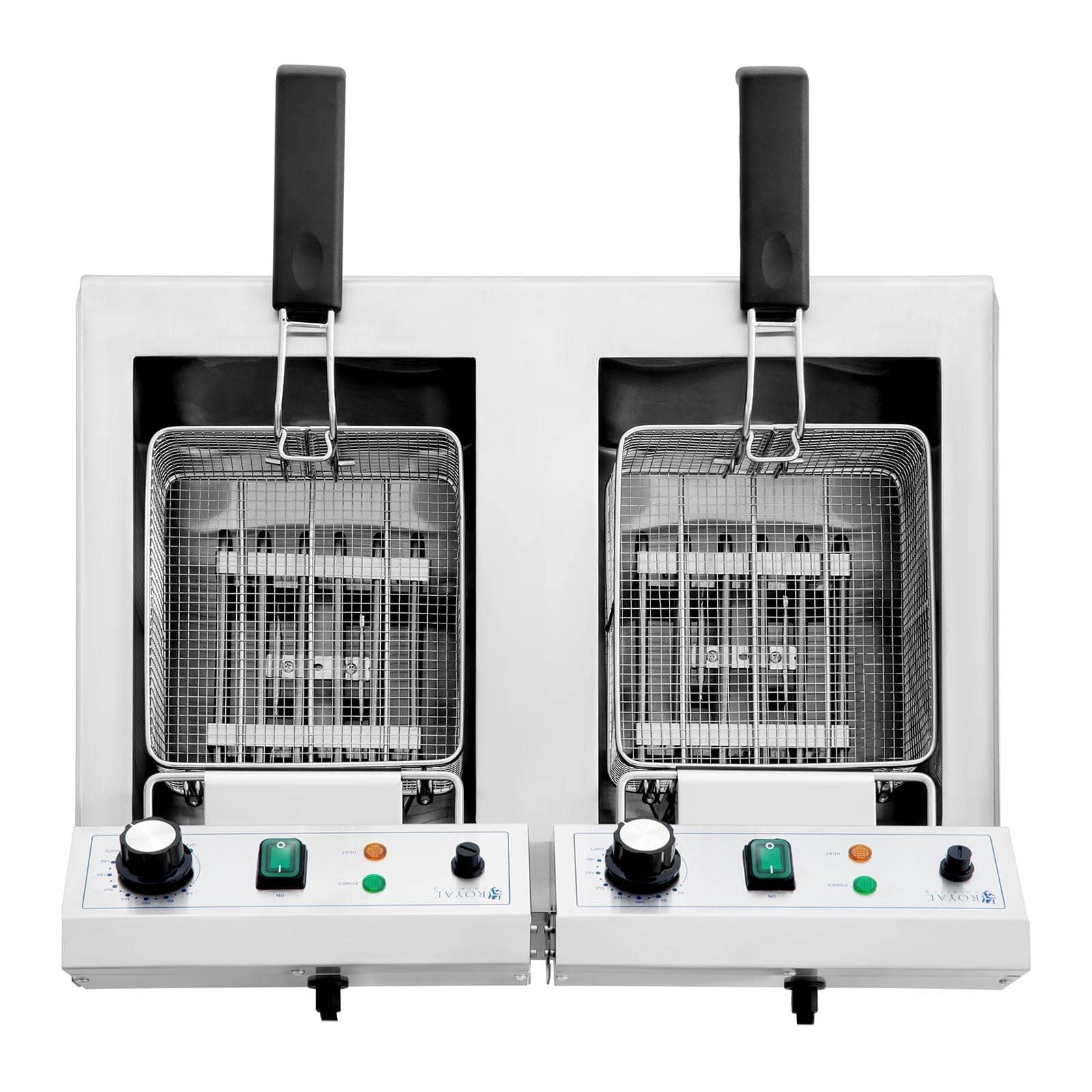 Royal Catering RCPSF 18ETH Friggitrice Elettrica Professionale Pro Due Doppio Vassoio Zone Fredde In Inox 2 X 9 L Monofase 230 V