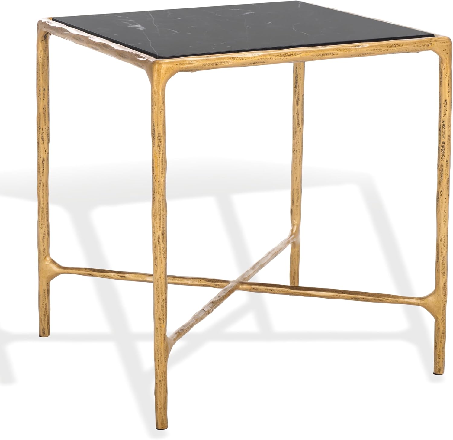SAFAVIEH Couture Home Collection Jessa Silver Metal/Tempered Glass Top Square End Table (Fully Assembled)