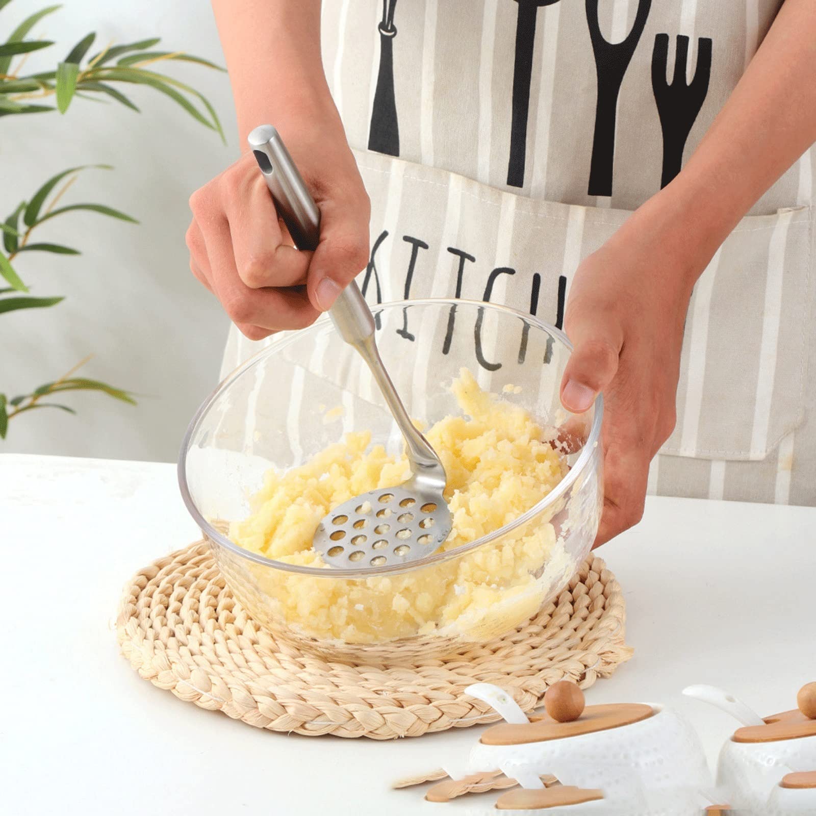 Kartoffelstampfer Edelstahl Kartoffelstampfer Reispresse Obst Gemüse Zerkleinerer Püree Knoblauchpresse Küchenutensilien