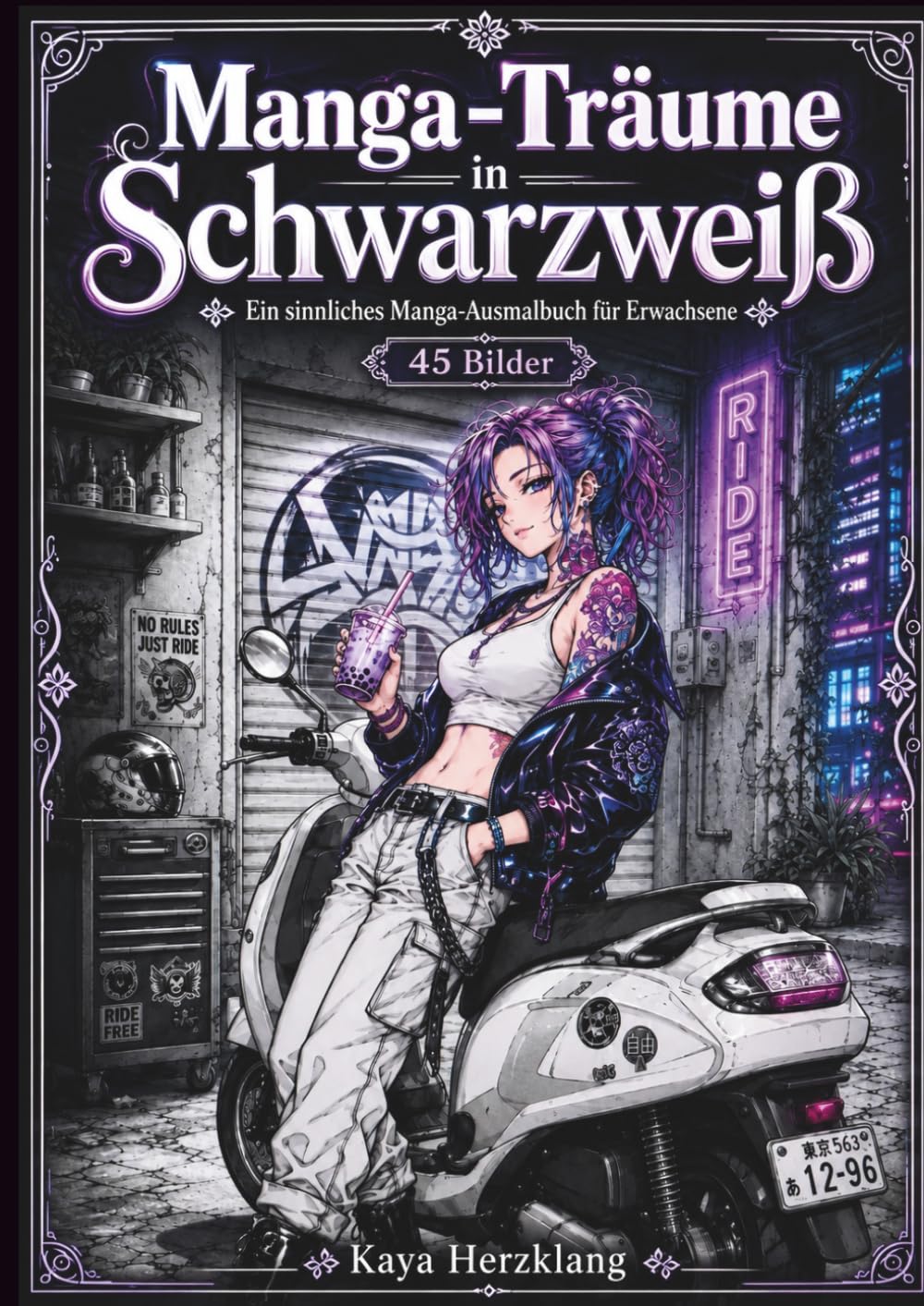 Manga-Träume in Schwarzweiß: Ein sinnliches Manga-Ausmalbuch für Erwachsene