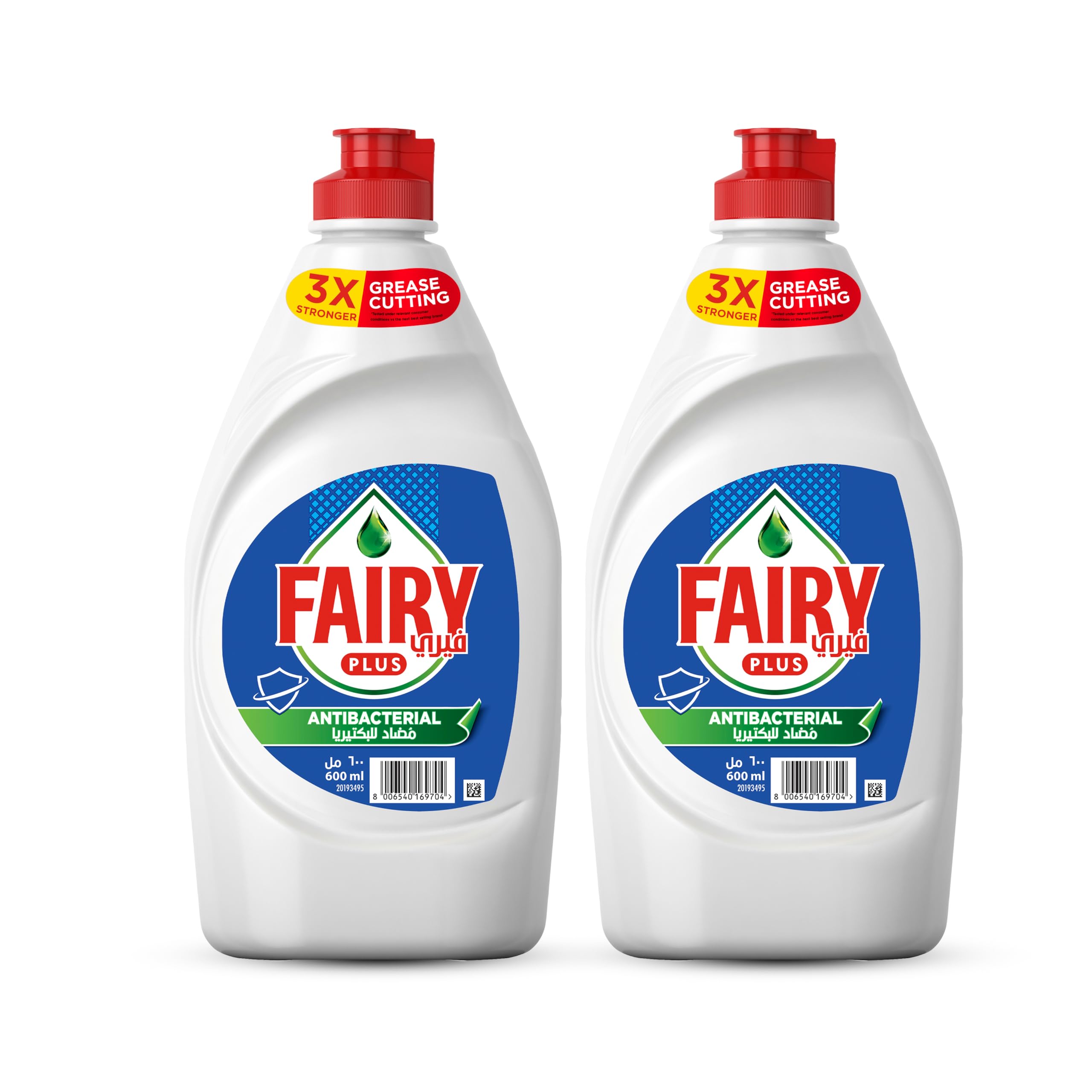 FairyPlUS Antibacterial Dishwashing Liquid Soap With Alternative Power To Bleach, 2 X 600 Ml