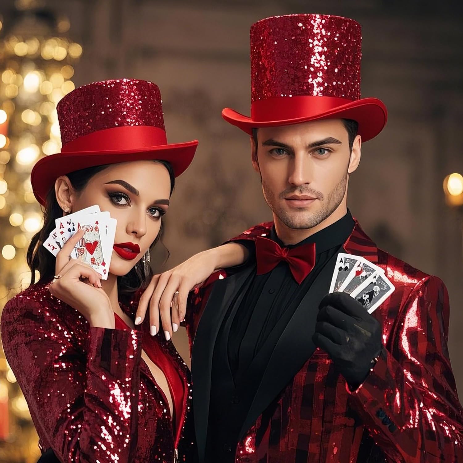 Barelove Top Hats for Men Women Adults, Shiny Magician Hat Tuxedo Hat Victorian Dress Up Christmas Top Hats - Image 5