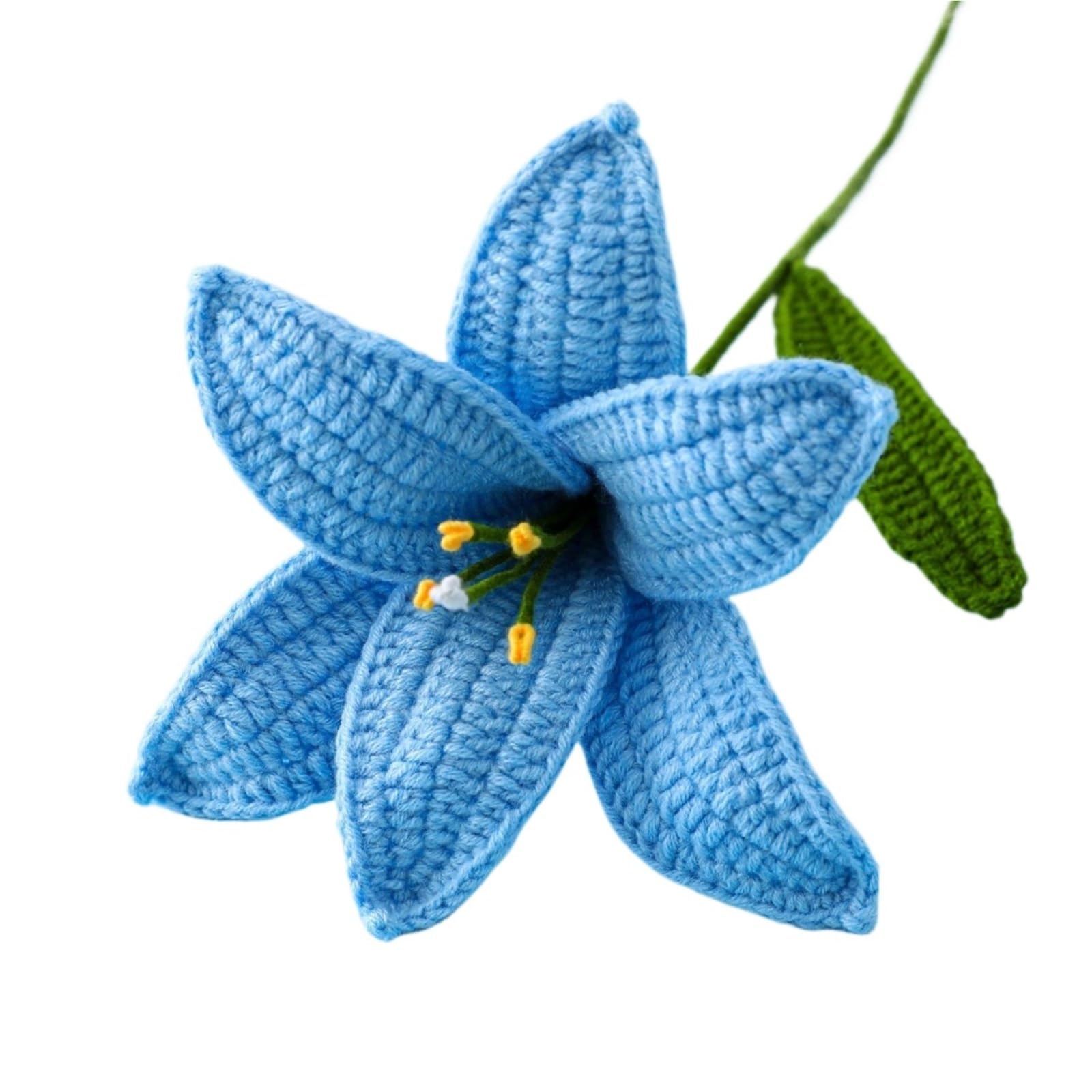 ASMJHQCLW Hand Woven Artificial Flowers, Hand-Knitted Crochet Lily Flower Bouquet Multicolor For Wedding Party Home Decor(Color3)