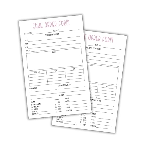 Cake Order Form 50pk 8.5x5.5” Bakery Care Instructions Sheet Client