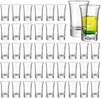 Vista 1 de 40 Pack Shot Glass Bulk Set with Heavy Base, 1.5 Ounce Whiskey Shot Glasses, Clear Shot Glasses Set, Round Shot Glass Bulk, Small Shot Cups for