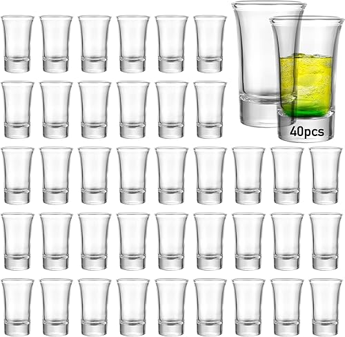 Juego de 40 vasos de chupito a granel con base pesada, vasos de chupito de whisky de 1.5 onzas, juego de vasos de chupito transparentes, vasos de