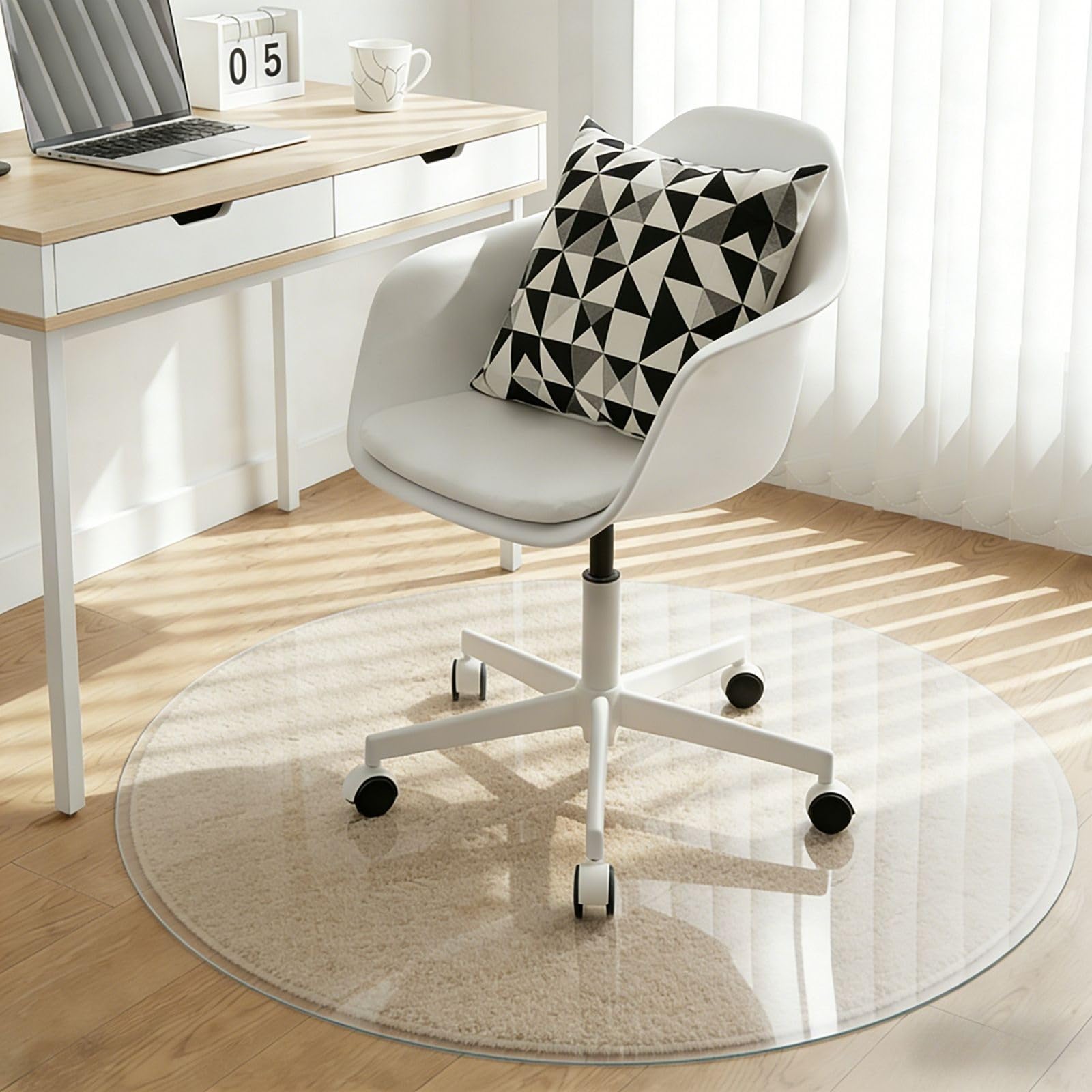 Tapis de chaise de bureau transparent pour moquette et planchers en bois dur rond de 150 cm pour chaises roulantes, tapis de bureau – Idéal pour la maison et le bureau