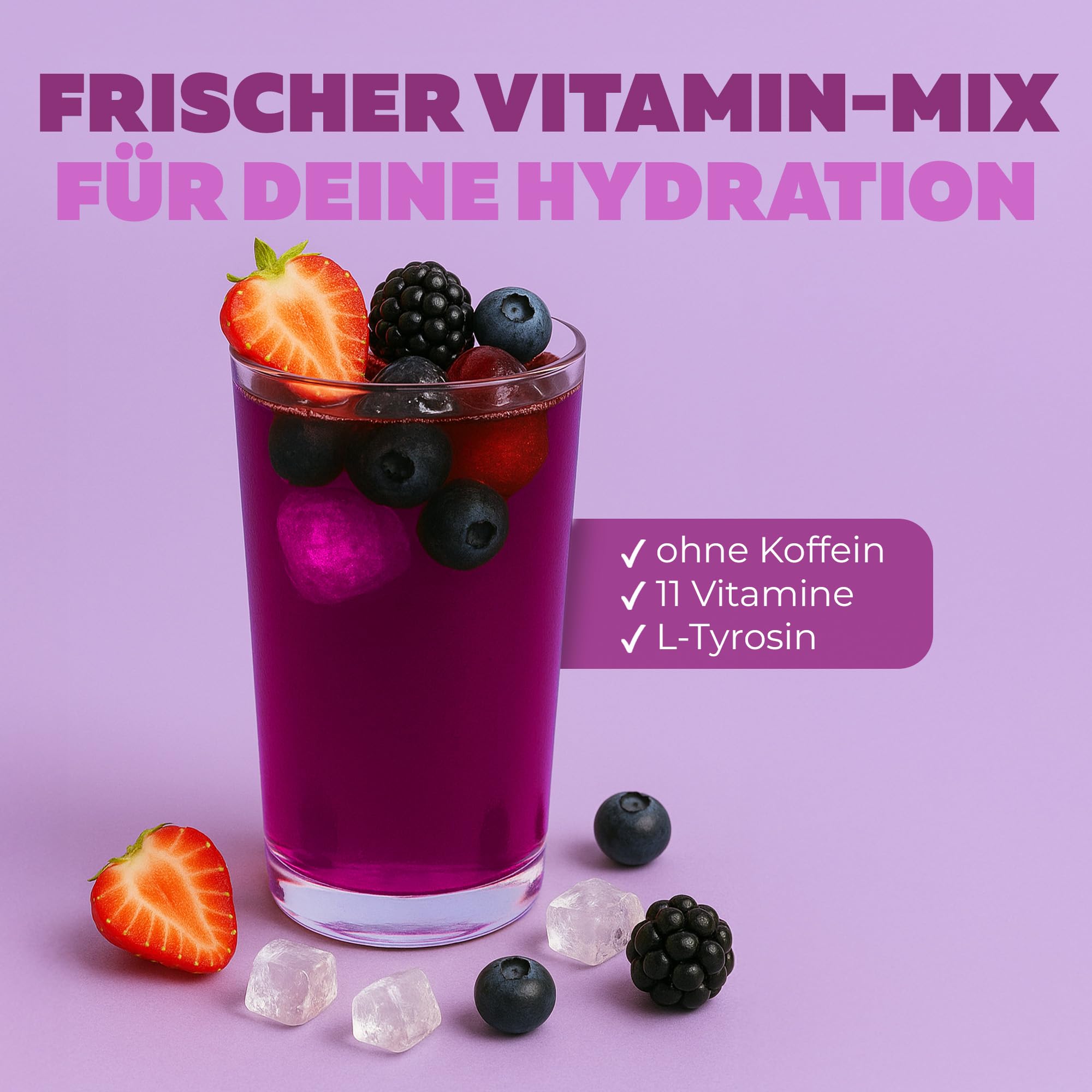 Gamers Only Vitamin Pulver Wild Berry [Zero Zucker] 40 Portionen | Multivitamin Pulver | 12 Vitamine & Aminosäuren | Vitamin B6, B12 & C, D,E pro Portion