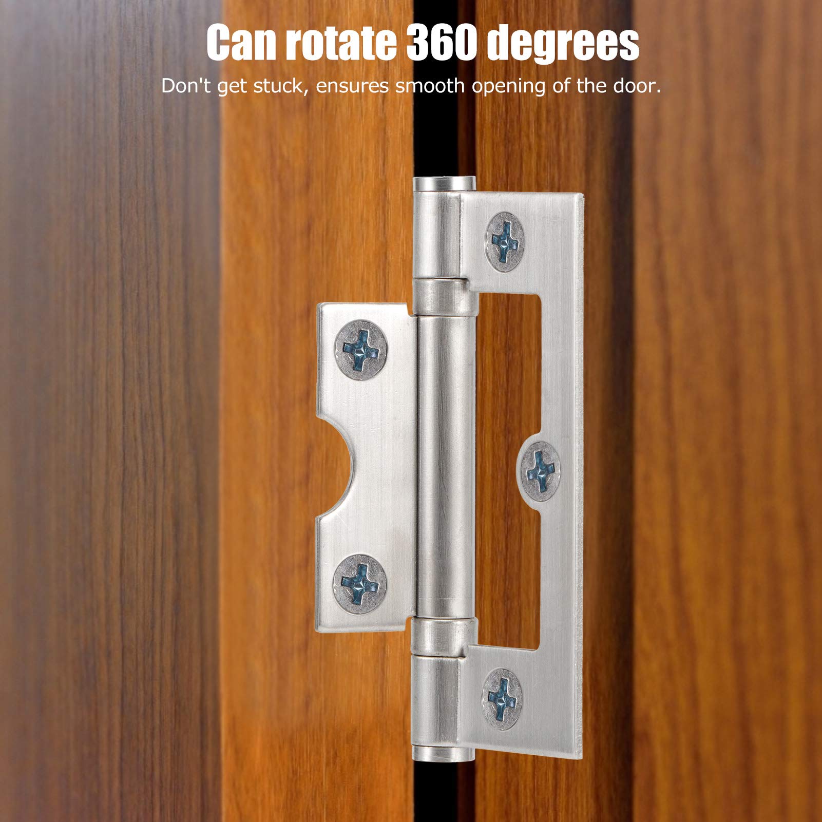 KooingTech 6 Pcs Flush Hinges, 8x3.3cm/3.1x1.3in Door Hinges, Stainless Steel Flush Door Hinges - Image 4