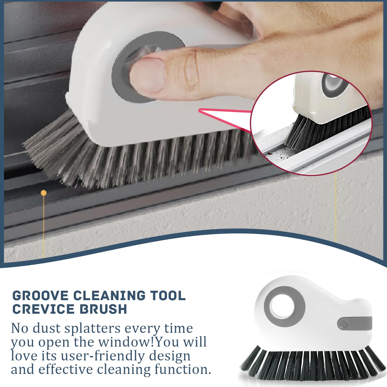 Brosse Nettoyage Rainures 2 En 1 - Grattoir Caché & Poils Durs - Idéal Fenêtres, Rails, Salles De Bain