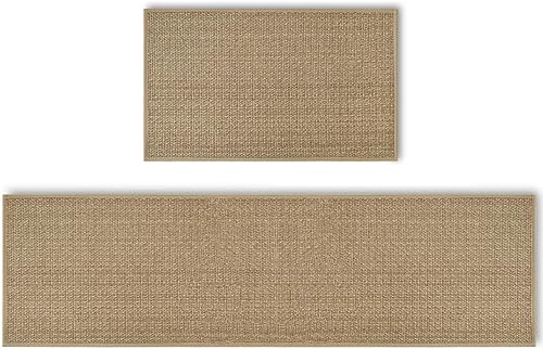 Artoid Mode Juego de 2 alfombras y tapetes de cocina lavables antideslizantes con parte trasera de goma absorbentes para el piso delantero del