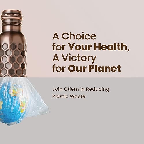 Miniatura 7 de Otiem Botella de agua de cobre puro para agua potable, 34 onzas, color negro antiguo, mantente hidratado y disfruta de los beneficios ayurvédicos, a