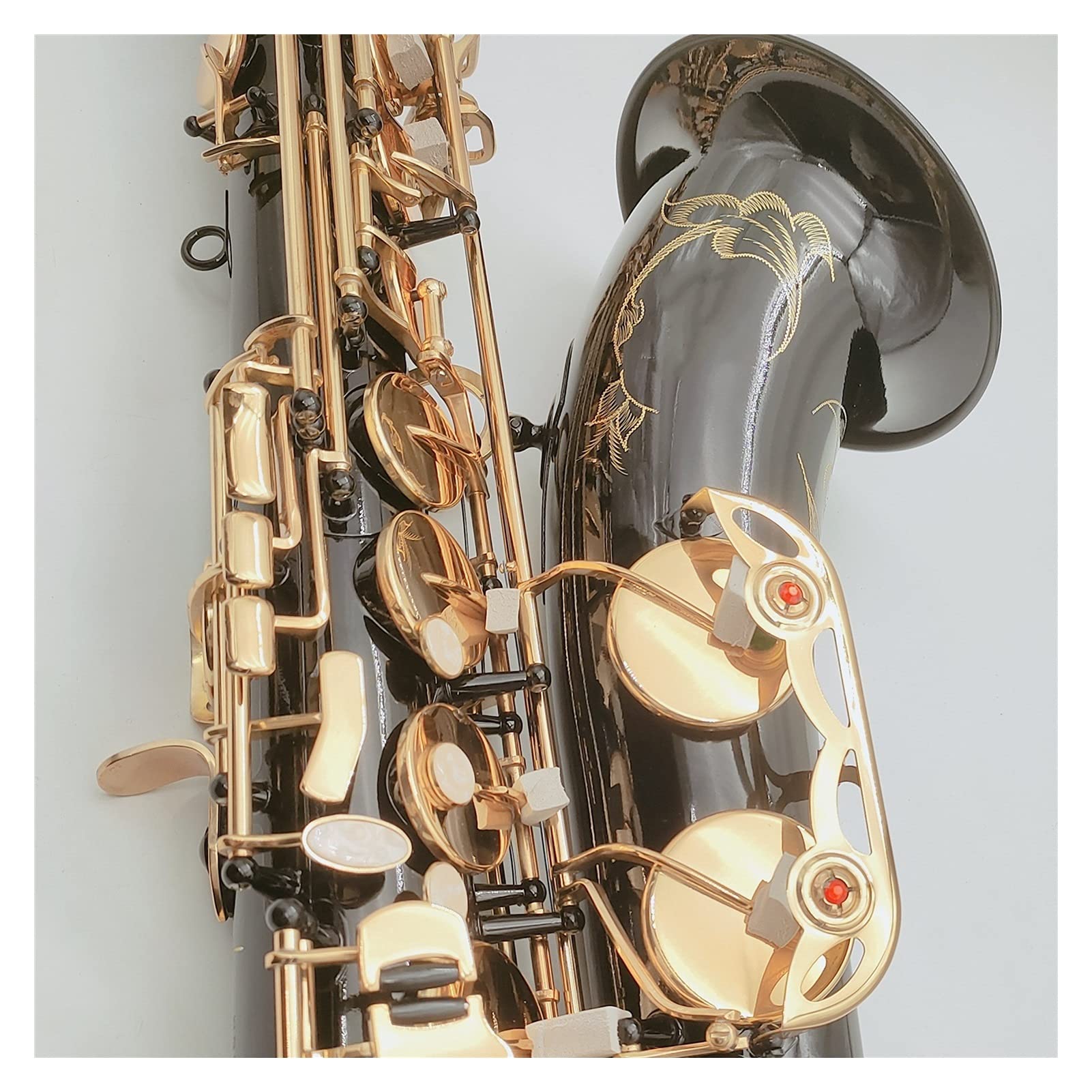 Sassofono Tenore BB Tune Strumento A Fiato in Oro Laccato Nichel Nero con Accessori per Custodia Sassofono Studenti