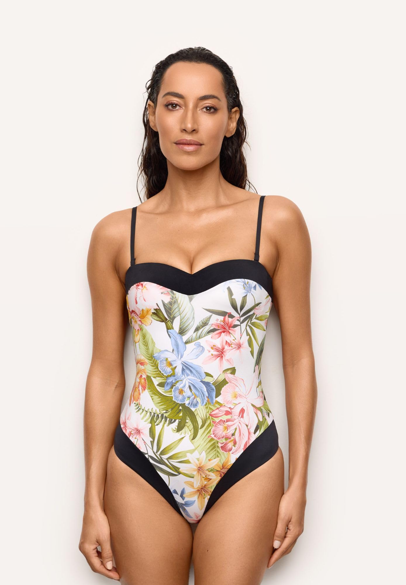 YAMAMAY - Costume da Bagno Intero Senza Ferretto, Leggermente Imbottito, Donna, Tahiti, Multicolore, Stampa Floreale