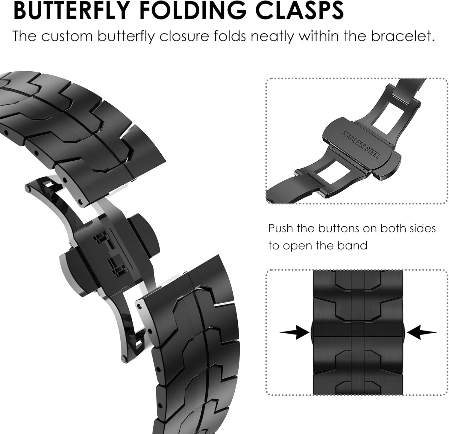 CHANCHY Stainless Steel Band for Apple Watch Band Apple Watch Ultra 3/2/1 Band 49mm, Series 11/10 46mm, 9/8/7 45mm, SE3/SE2/SE 6/5/4 44mm, 3/2/1 42mm, Metal Strap with Folding Clasp for Men, Titanium - Image 5