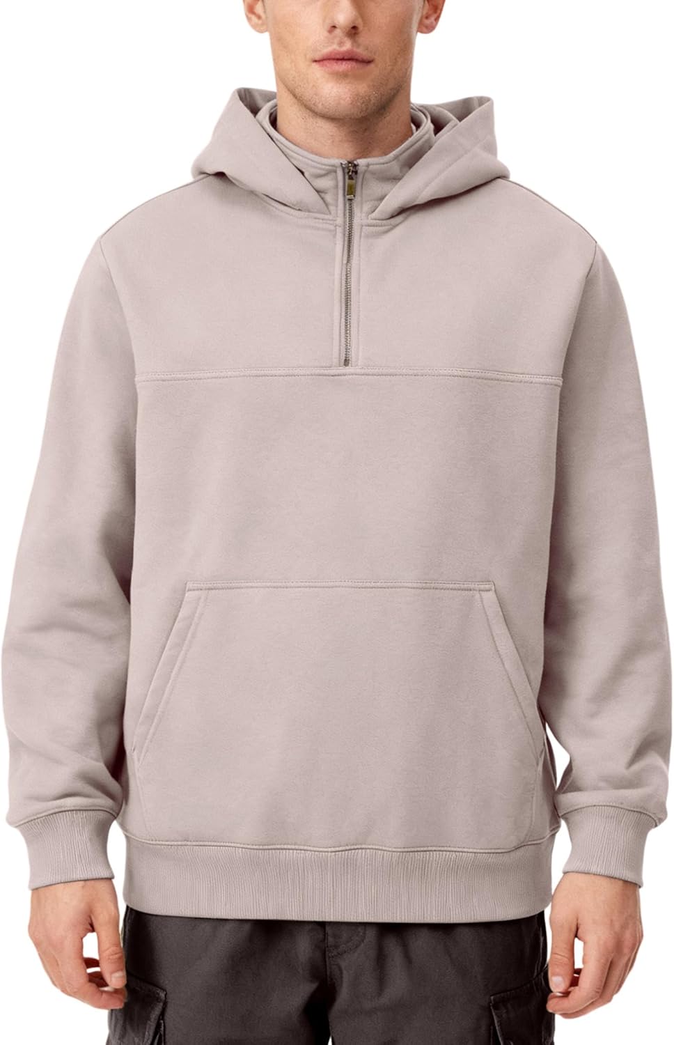 FAIABLE Mens Quarter Zip Hoodie with Hidden Pocket Waterproof Zip Up Hoodies Heavyweight Mock Neck Zipper Sweatshirts - Image 2