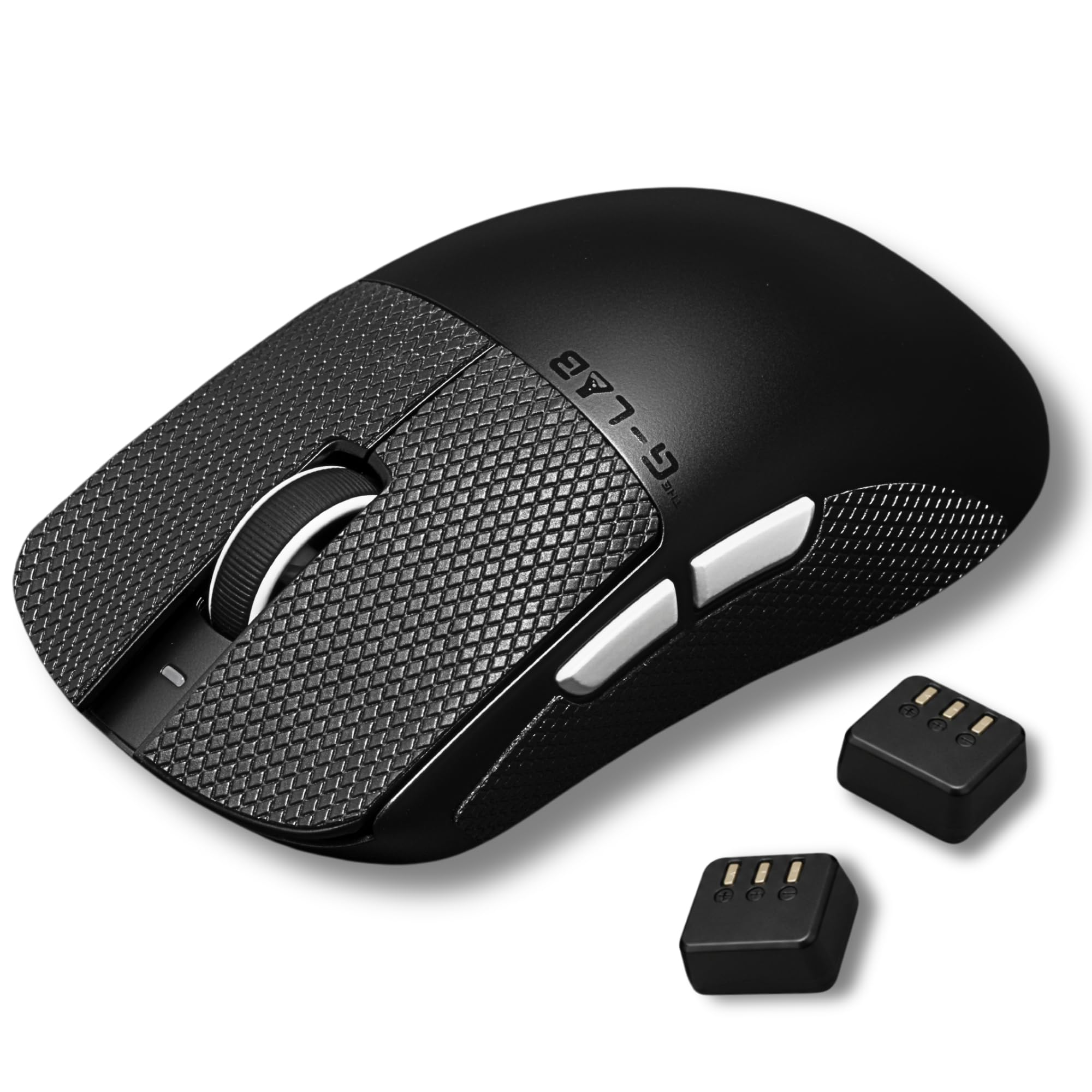 The G-Lab Kult Elite M150 - Raton Gaming Ultra Reactivo, Captor Óptico PixArt 3950, 30.000 DPI, 8.000 Hz, Patines PTFE - Raton inalambrico Triple Modo 2.4 GHz/BT/Cable con Software, 2 Baterías y Grips
